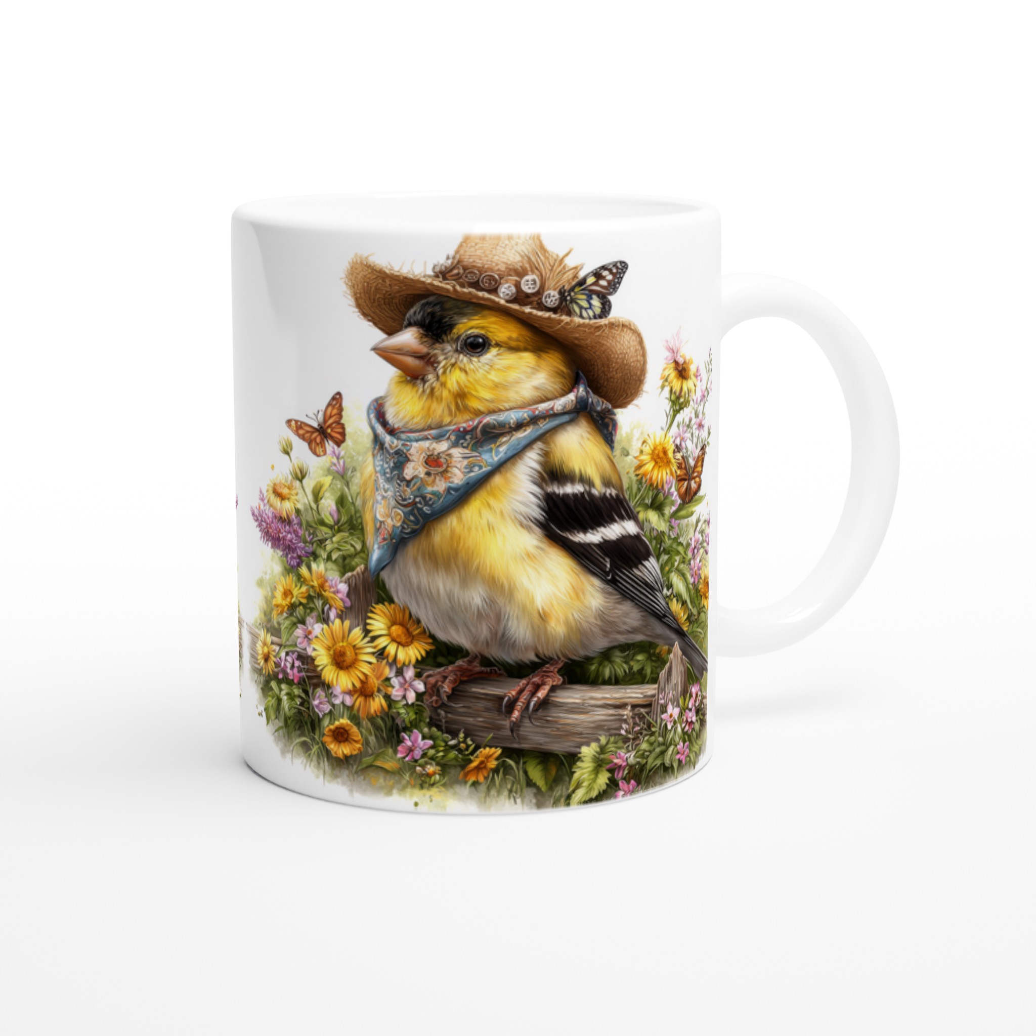 Charmig 11oz keramisk mugg med fågel i hatt och blommor – välj bland sju färgstarka nyanser 9 a1bdeb5b-e99d-44bb-9737-3b22eebe29d8