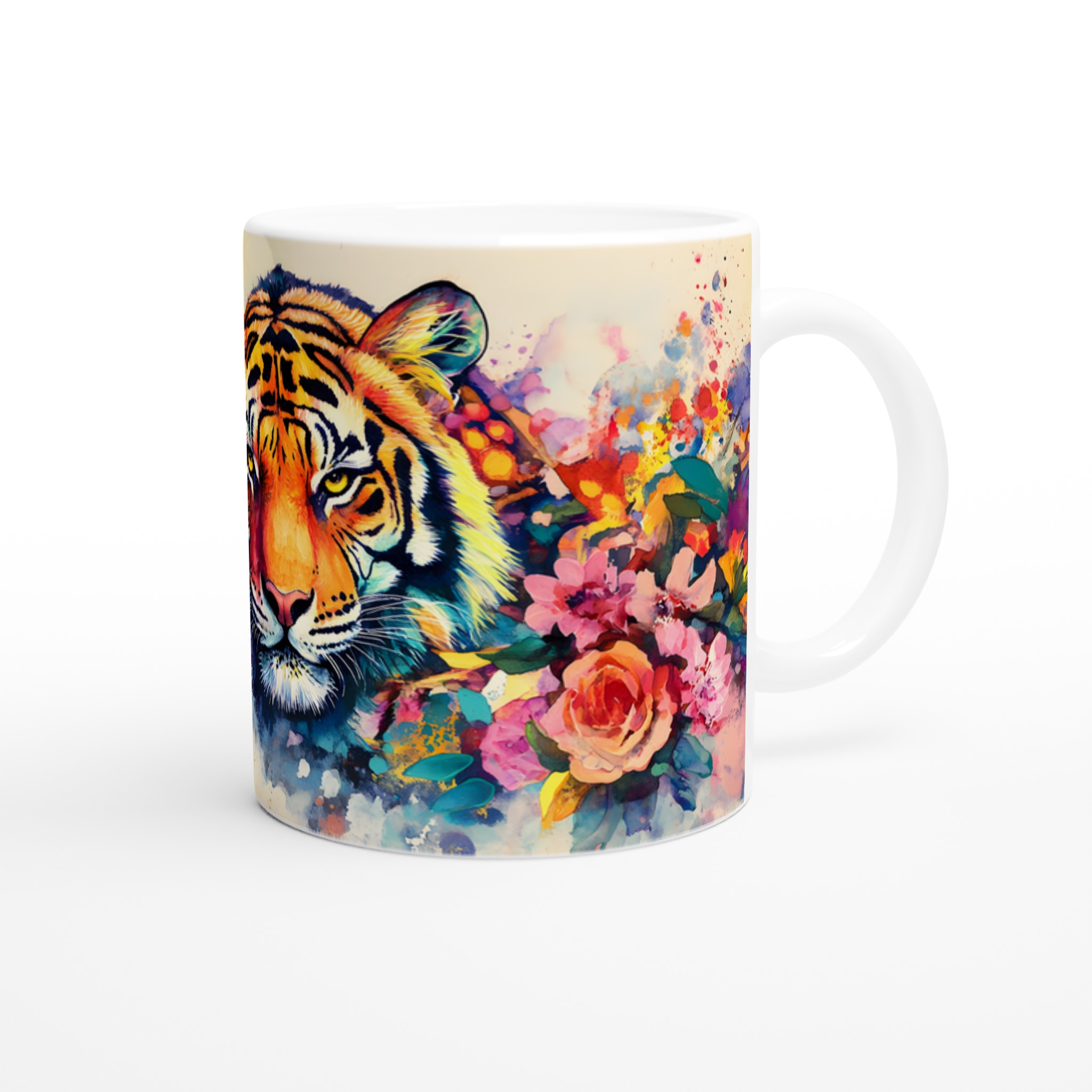 Mångfärgad Akvarell Tiger Keramikmugg - 11oz Konstnärlig Kaffemugg i Ditt Val av Färg 9 a1c0f8ef-c3c0-47c3-aa99-1010a6800b15