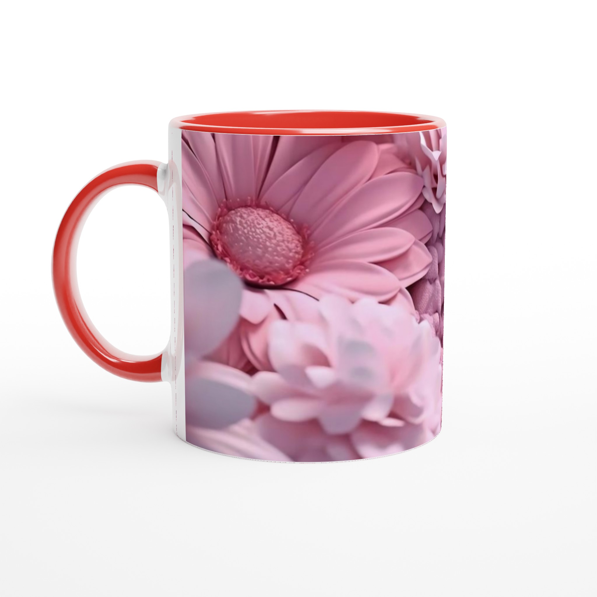 Vit 11oz keramisk mugg med drömskt rosa blommönster – välj din favoritfärg 5 a1d20a20-6b10-4a63-a9b4-520ada791cab