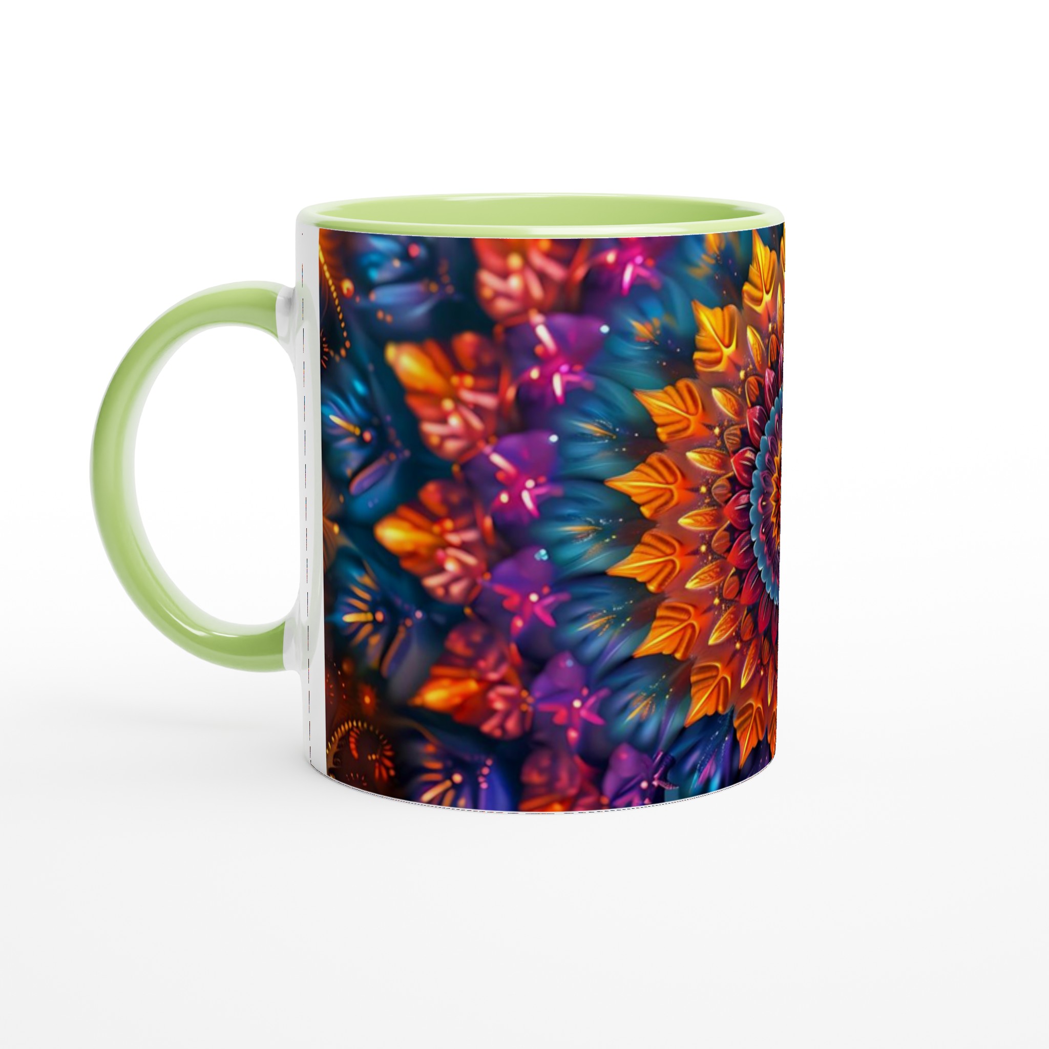 Mångfärgad Mandala Keramikmugg - 11oz Konstnärlig Kaffekopp i ditt val av sju livfulla färger 7 a237eab0-dc1b-4690-b371-2d4f56e65c4e