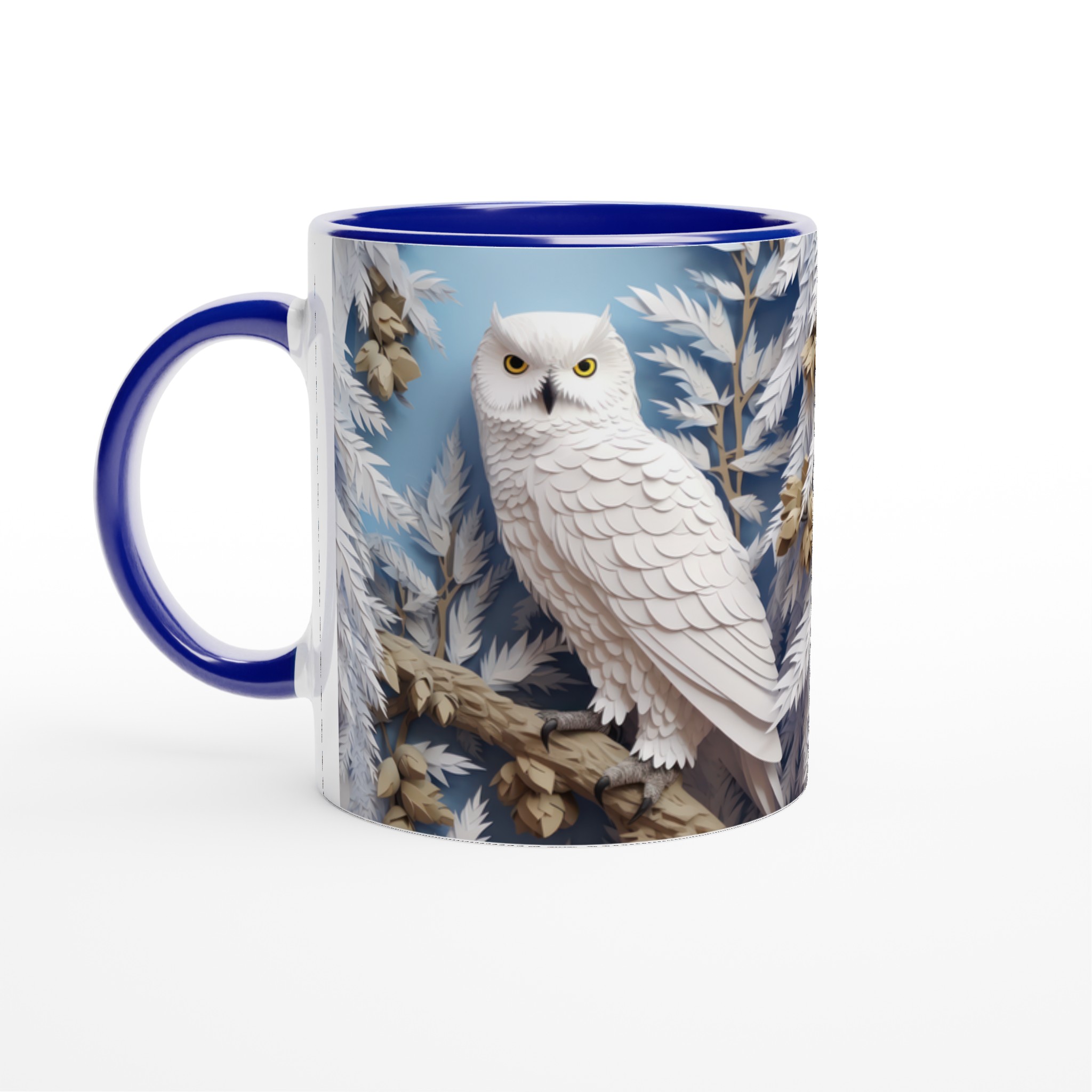 Vit 11oz keramisk mugg med elegant snövitt ugglemotiv – välj bland sju färgstarka keramfärger 2 a25744d1-c3d0-4263-8ccf-6f766486e785