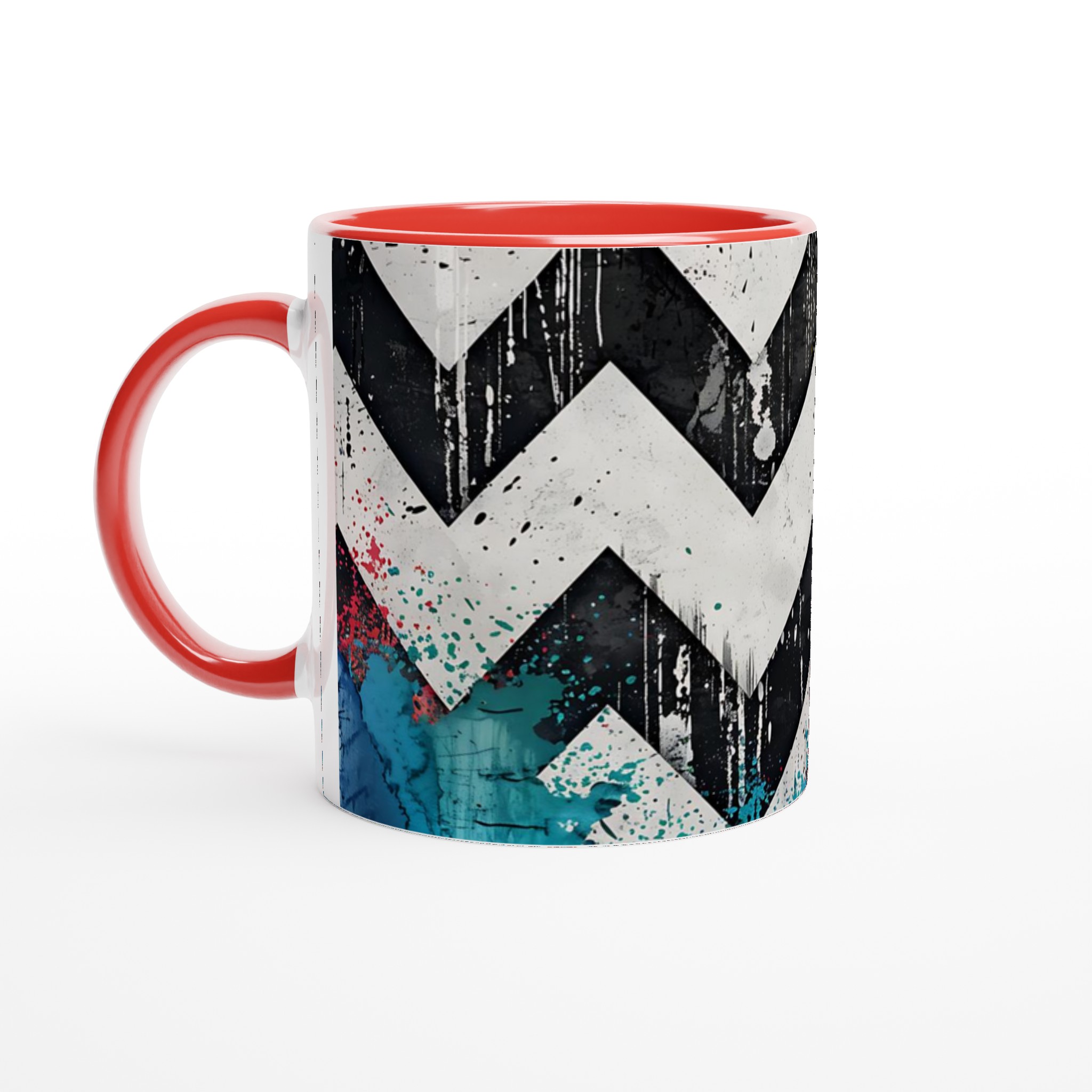 Vit 11oz keramisk mugg med djärvt zigzag-mönster i livfulla färger – välj din favoritfärg på muggen 5 a257b803-61c8-4871-8c59-e96372e1a82c