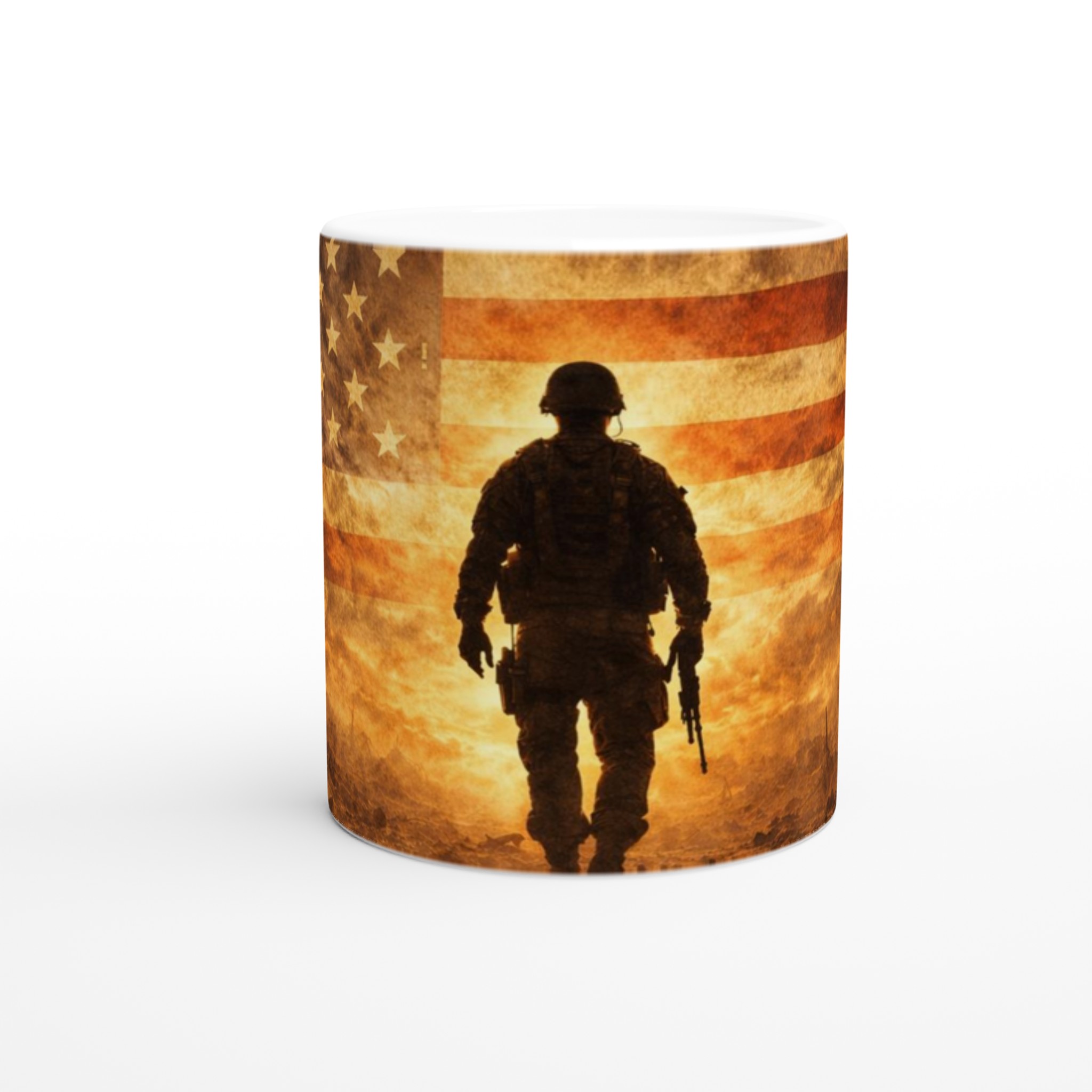 Vit 11oz keramisk mugg med patriotiskt soldatmotiv i flera färgval 8 a25a7ad1-bc85-4696-93be-0cfc7c4175a8