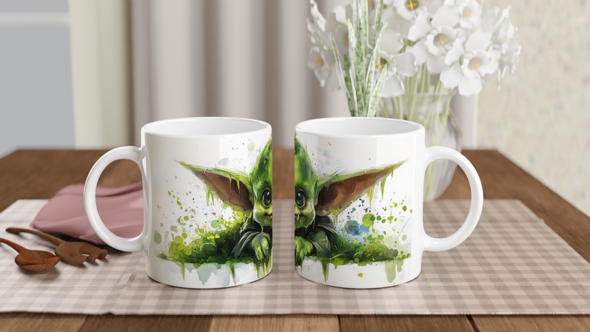 Grön Fantasyvarelse Akvarell Mugg – Charmig & Lekfull 11oz Keramikmugg 10 a28c60e6-c46b-473d-a09c-c30dcaacdac8