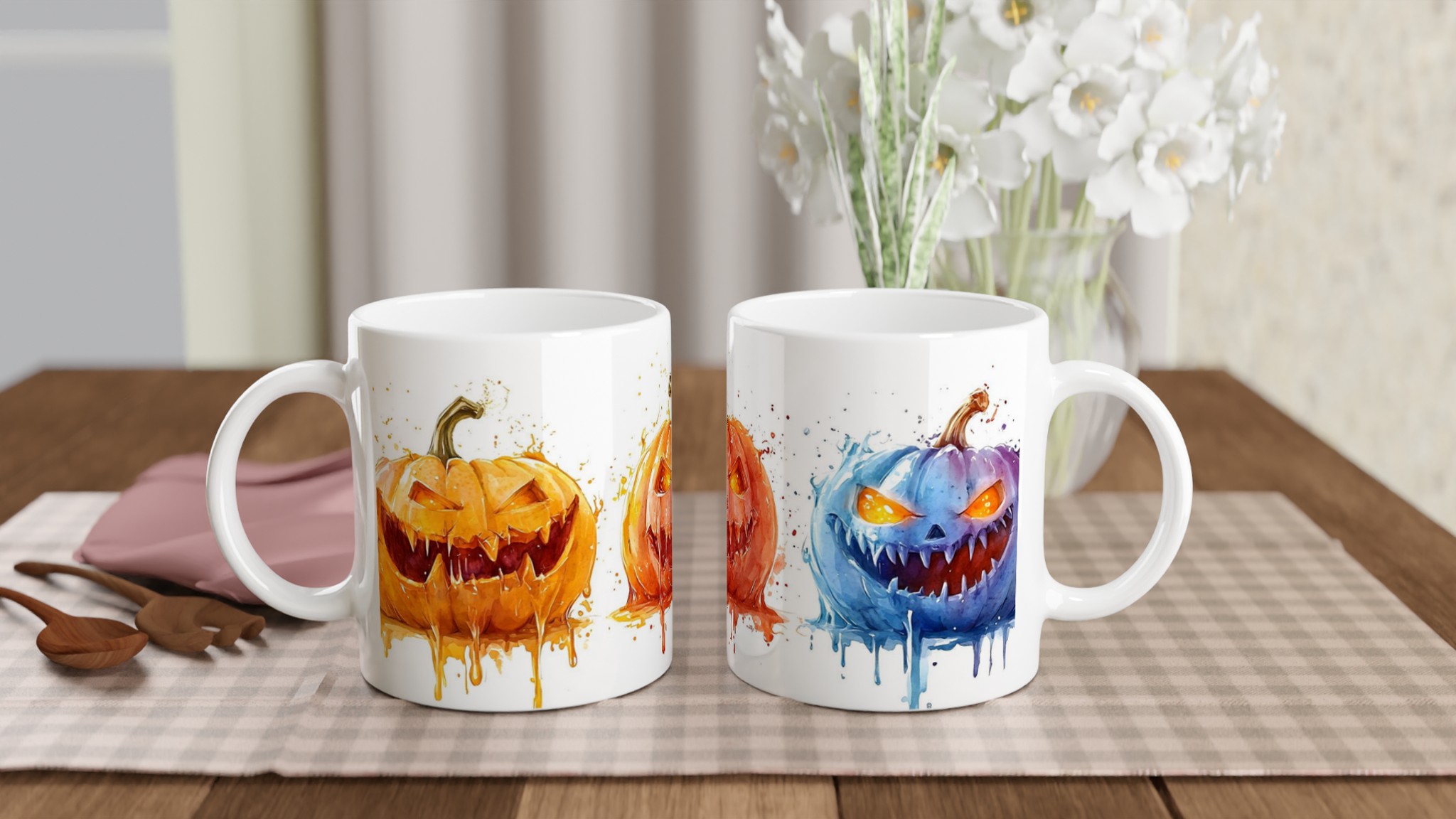 Spooky Watercolor Pumpkins: 11oz Keramisk Mugg för Halloween-mys i ditt val av sju skräckinjagande färger! 10 a291d77b-aaba-43f6-b189-8d73e6e3a4ee