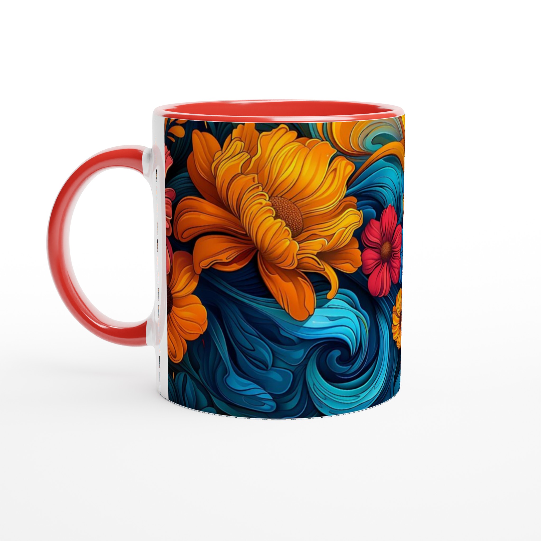 Färgglad Blommig Keramisk Mugg – 11 oz Vit Mugg för Livliga Dryckesstunder 5 a2c60f12-2e59-451e-b99b-1f8f3635243b