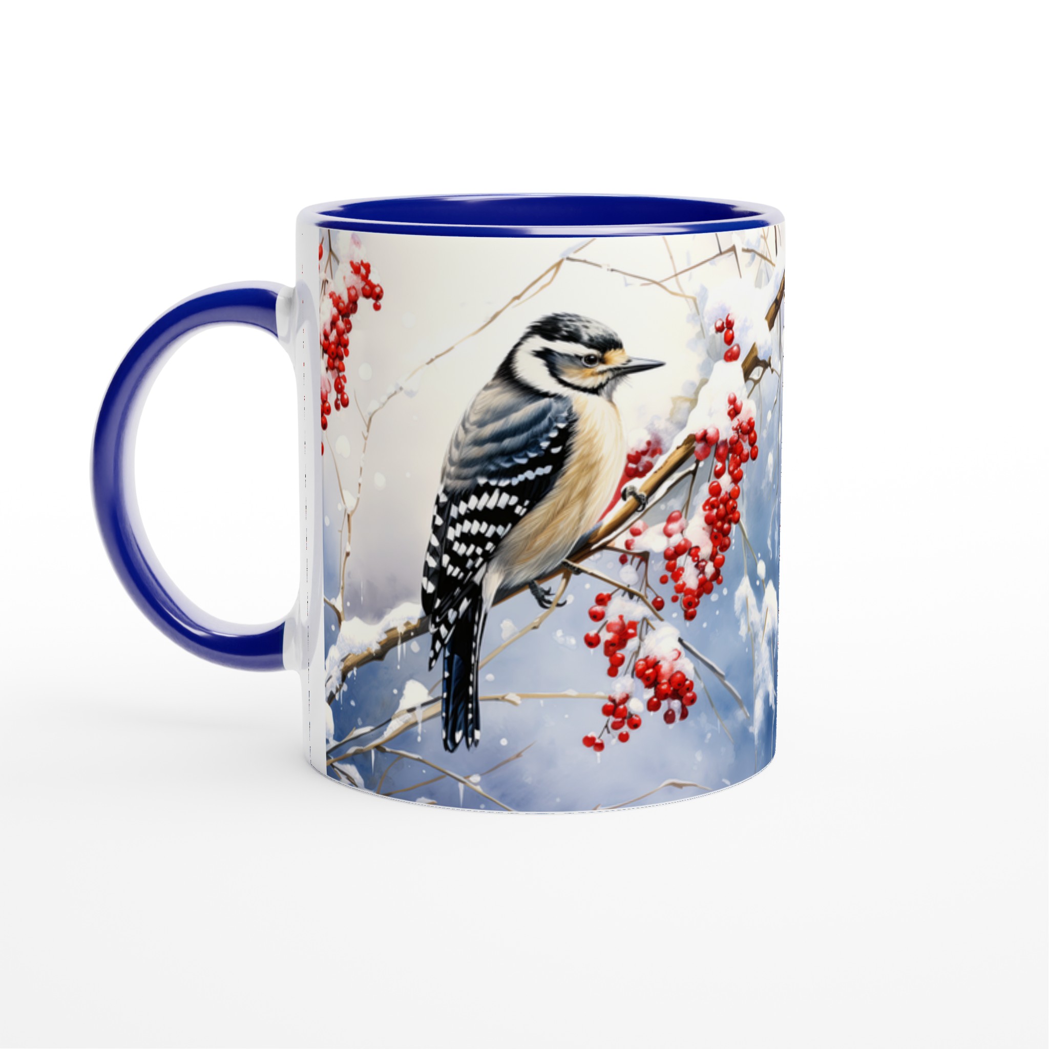 Vit 11oz keramisk mugg med vinterfågelmotiv – välj bland sju livfulla keramikkulörer 2 a2e9e64c-5218-4255-af4a-82625e5cb160