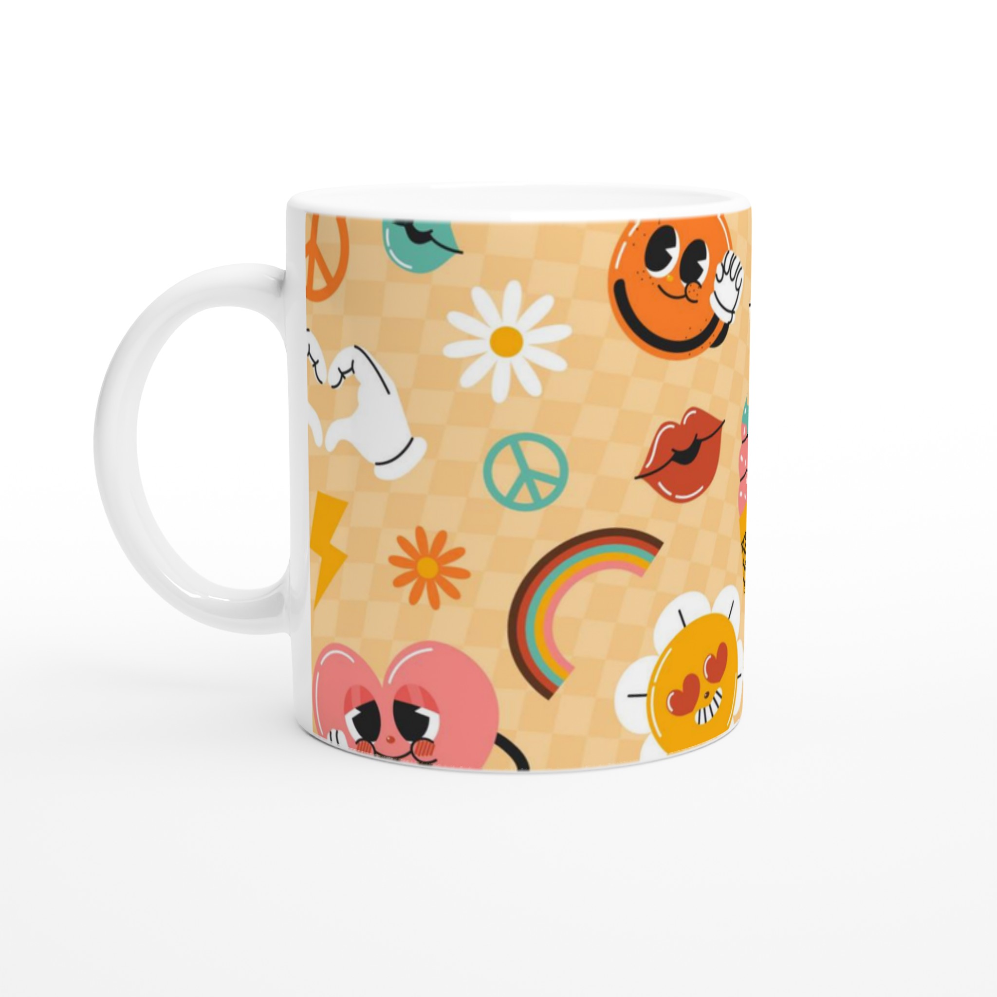 Retro Vibe Keramikmugg 11oz – Kärlek, Fred & Glada Ansikten i Ditt Val av Färg 1 a2ef4114-3937-425d-8902-80a2ae3f7faf