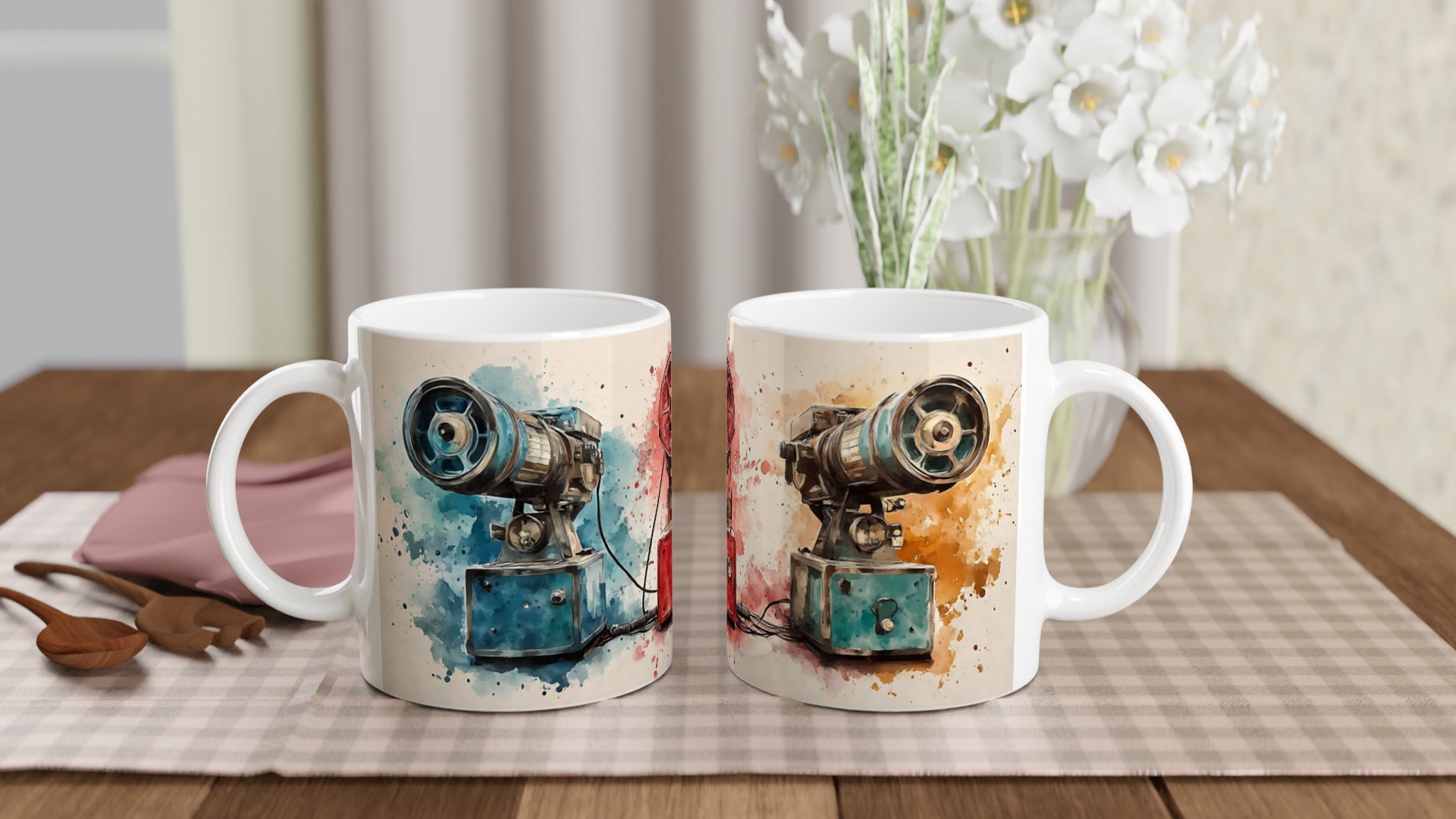 Retro Projektor Art Mugg – Färgstark Vattenfärg Design, Välj Din Favoritfärg 10 a2ffc25f-2eff-4f59-9db9-27c209fccd1d