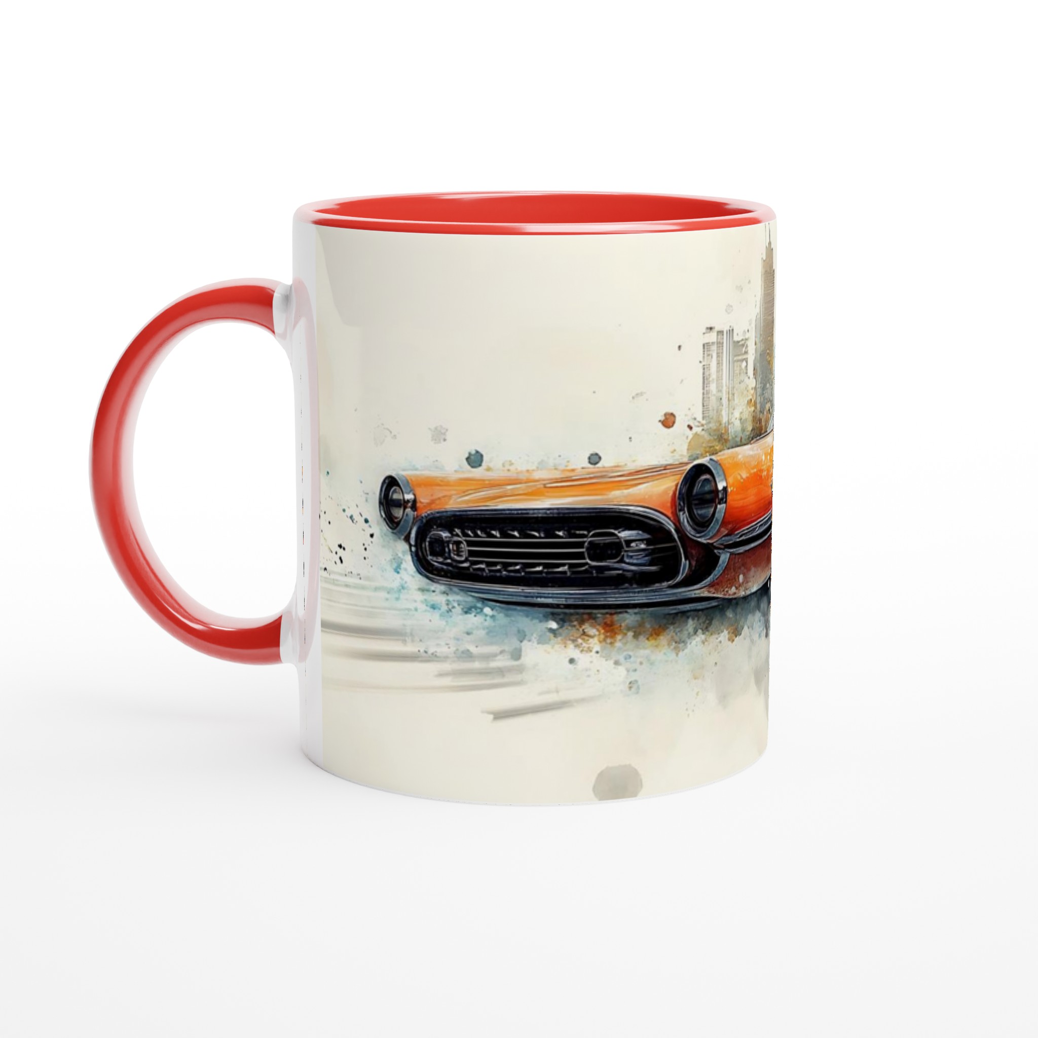 Retro Road Trip: Vibrant Watercolor Classic Car Mugg - 11oz Keramisk Kaffemugg i ditt val av 7 färger 5 a3024c93-52e9-4590-8f1b-617665ab5592