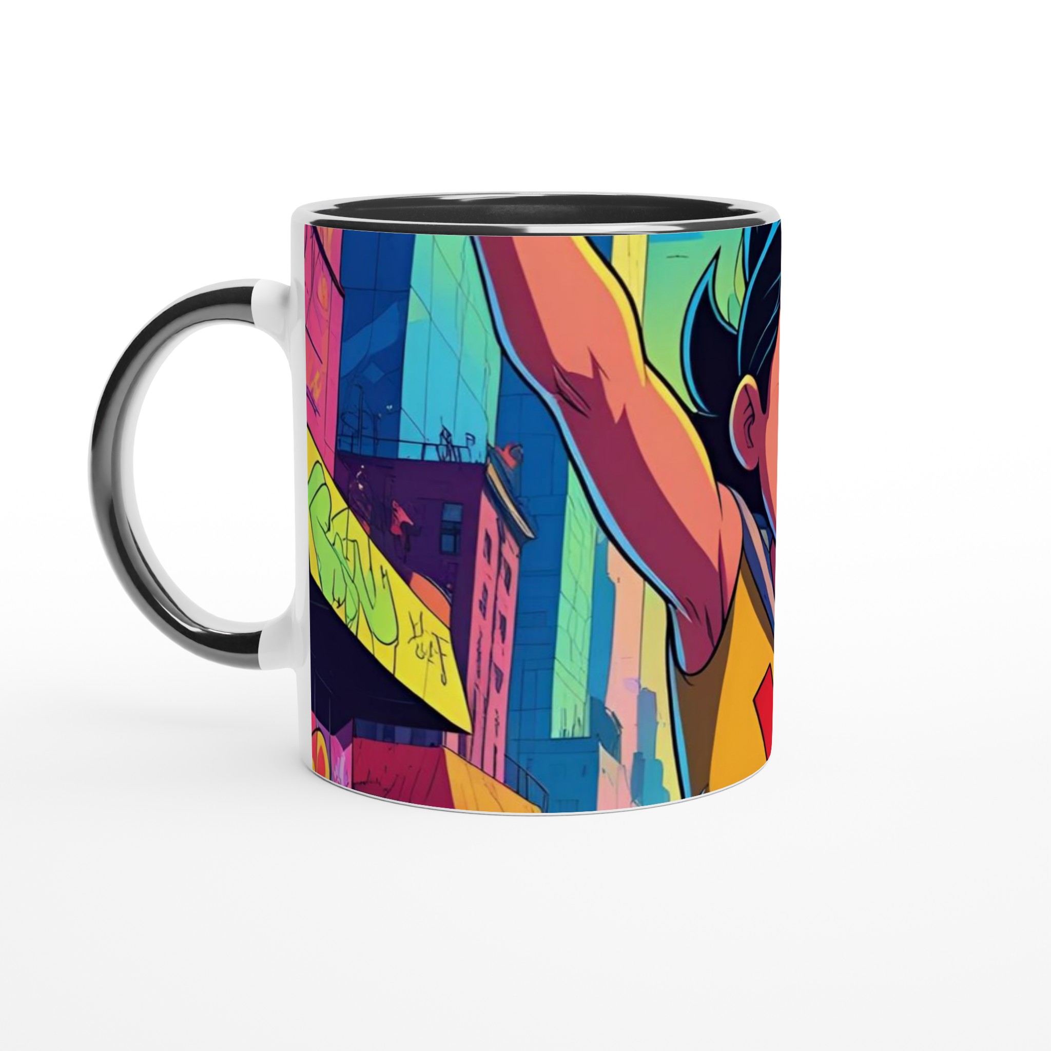 Vit 11oz keramisk mugg med färgstarkt, lekfullt stadsäventyr – välj din favoritfärg 4 a31d7c47-50cd-4a6a-a393-6e93f47ea832