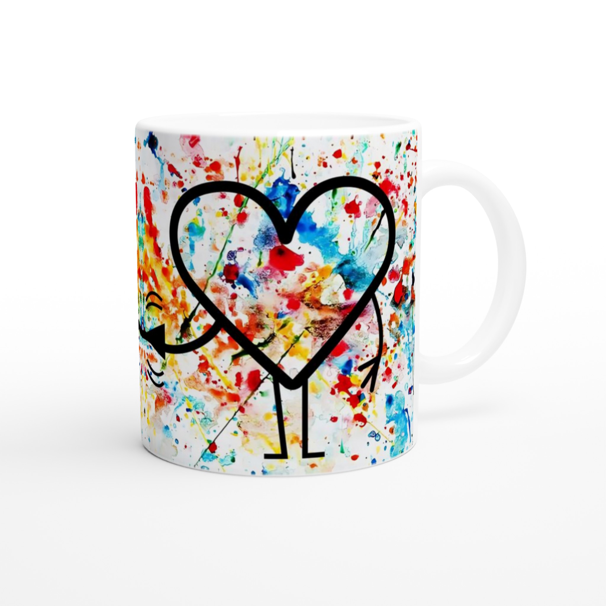 Vit 11oz keramisk mugg med färgsprakande kreativt hjärta & hjärna-motiv i flera färger 9 a32af9b5-31b9-4271-be18-d34987ec3ea8