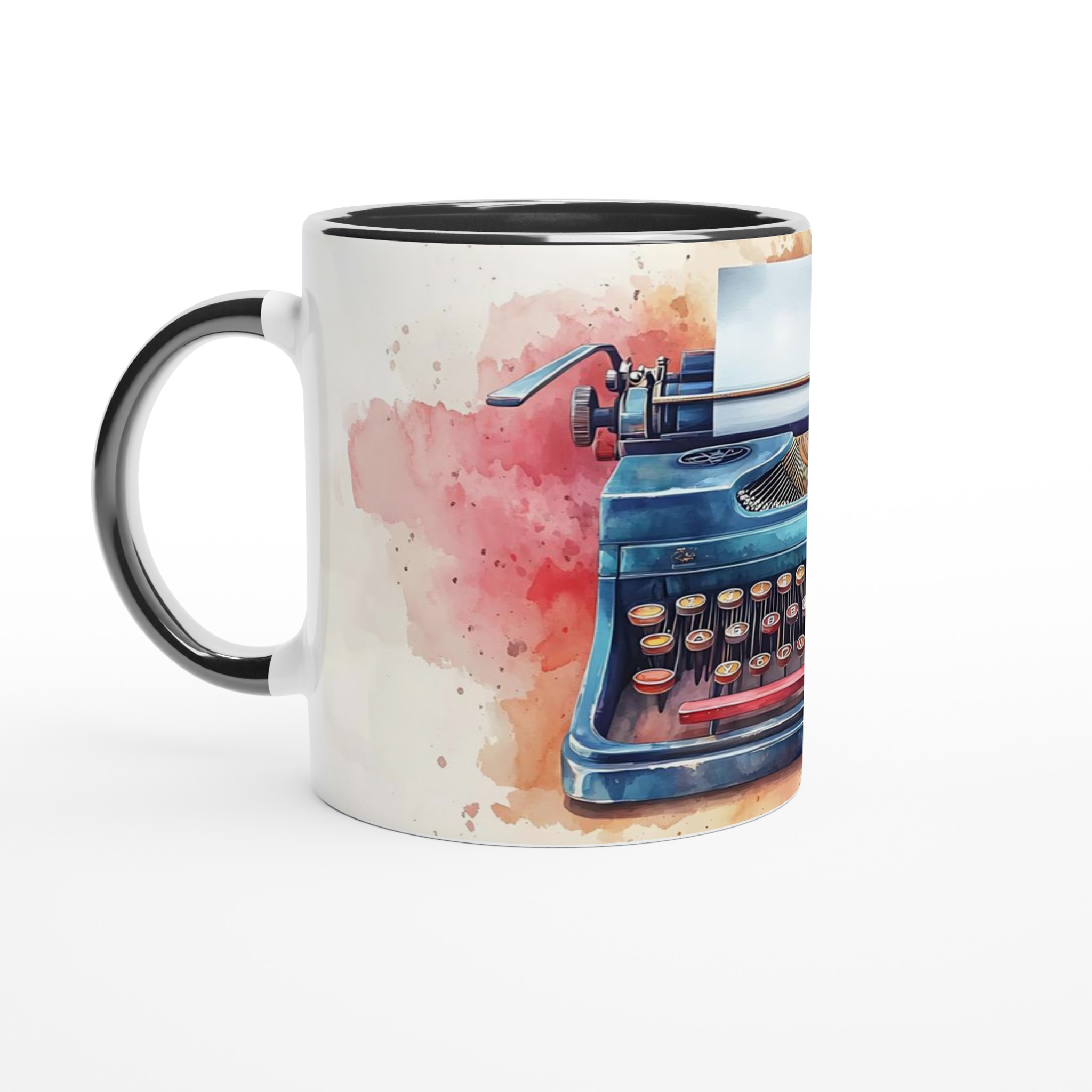 Retro Skrivmaskin Mugg – Konstnärlig Akvarelldesign i Flera Färger 4 a358a12e-b369-4c56-a911-4092da452f76