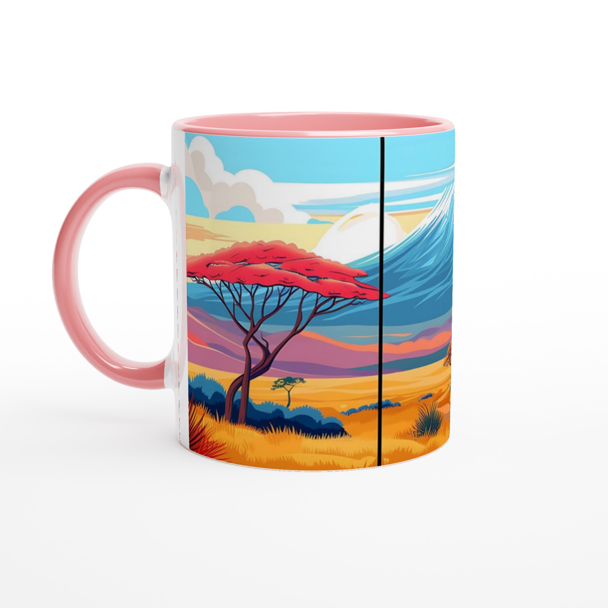 Kilimanjaro Solnedgång: Konstfull 11oz Keramikmugg i ditt val av sju livfulla färger 6 a38dd48b-8b4c-4950-ab44-acbeb6ce3f64