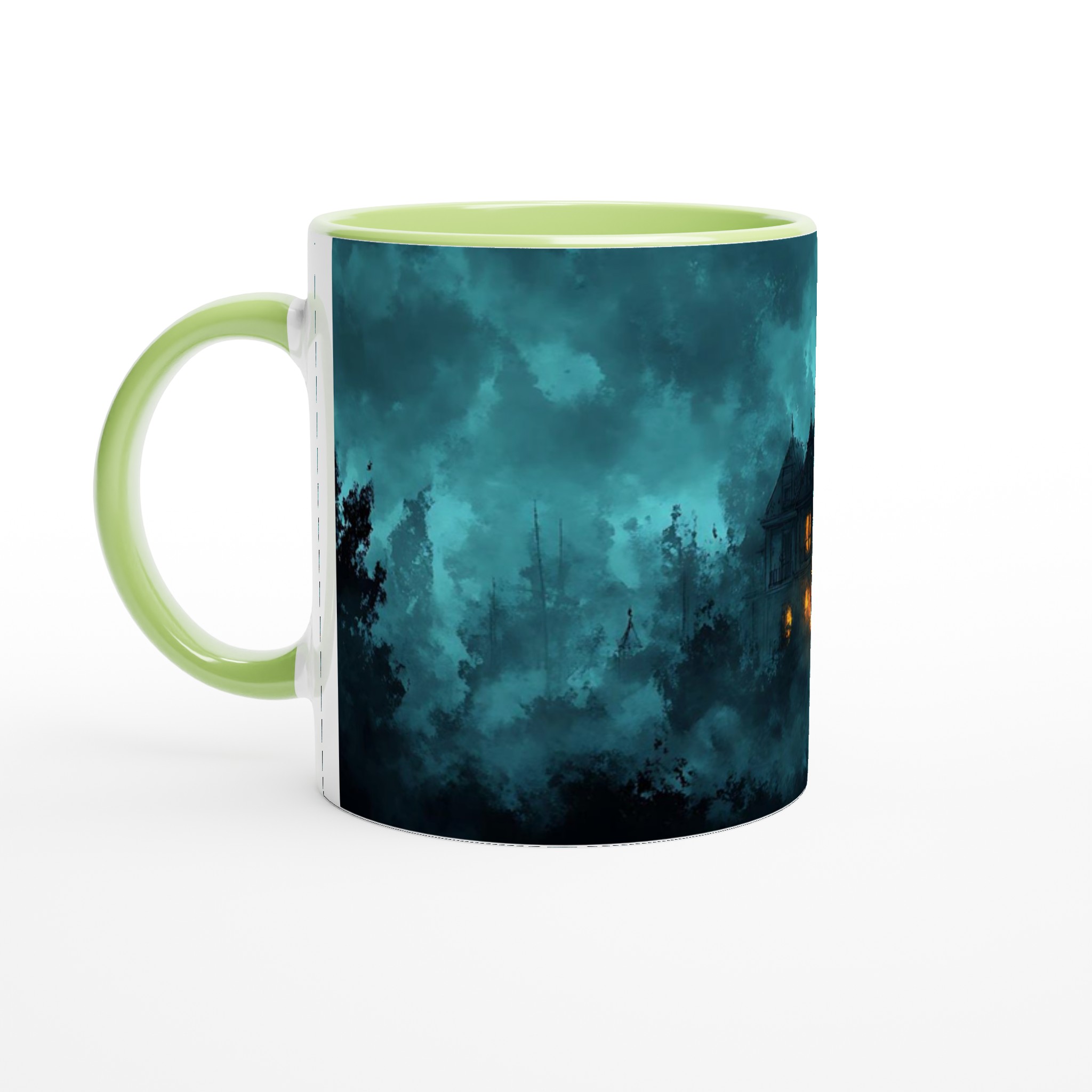 Mystisk Mörk Magi Mugg – Tealblå Spökhusdesign på 11oz Keramikmugg 7 a391c7f5-f2e3-47ac-be43-b06c46a33d48