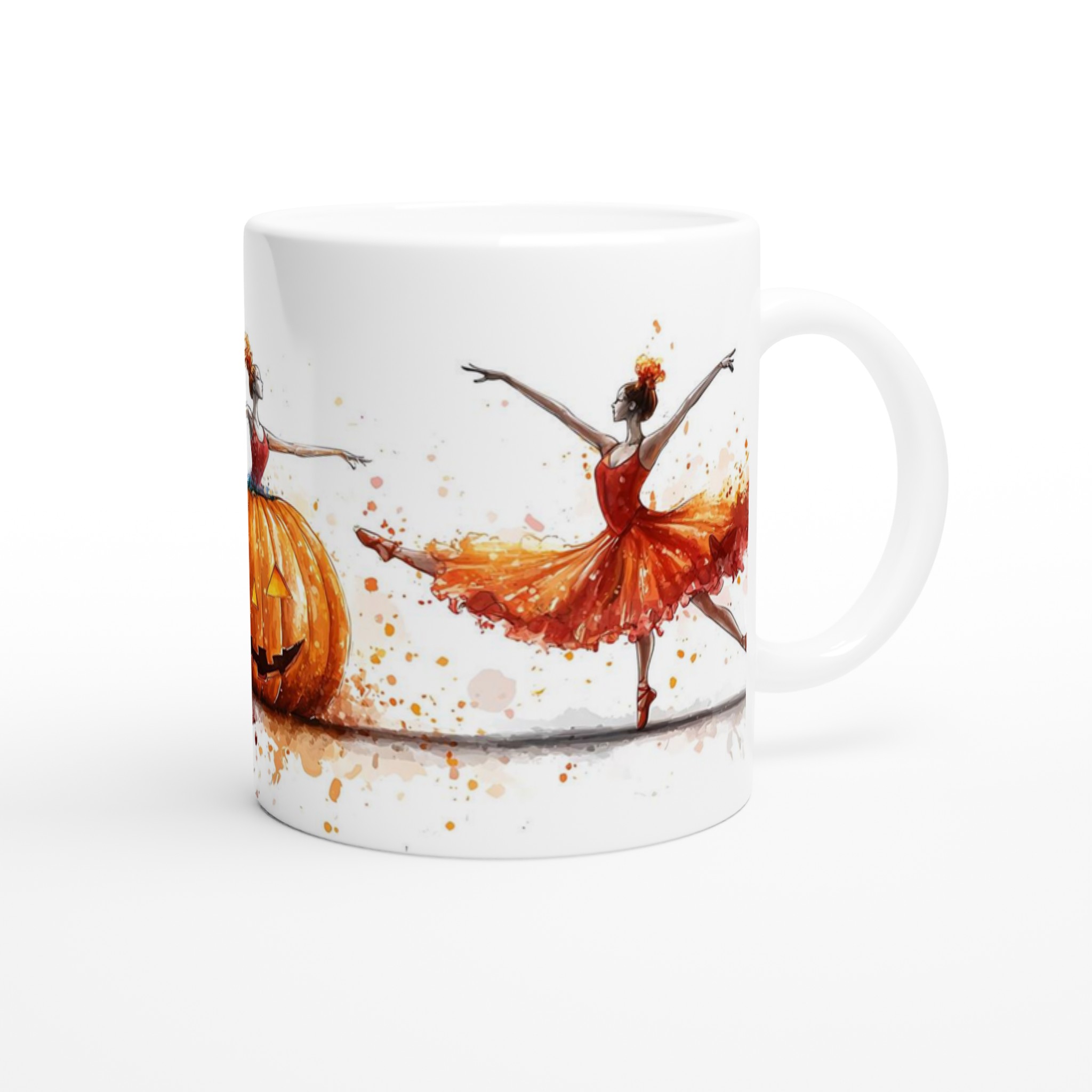 Balettinspirerad Halloween Mugg: Eleganta Dansöser & Skrämmande Pumpa i Akvarellstil 9 a39c66c0-4c58-469b-9e01-f1cfb3952c67