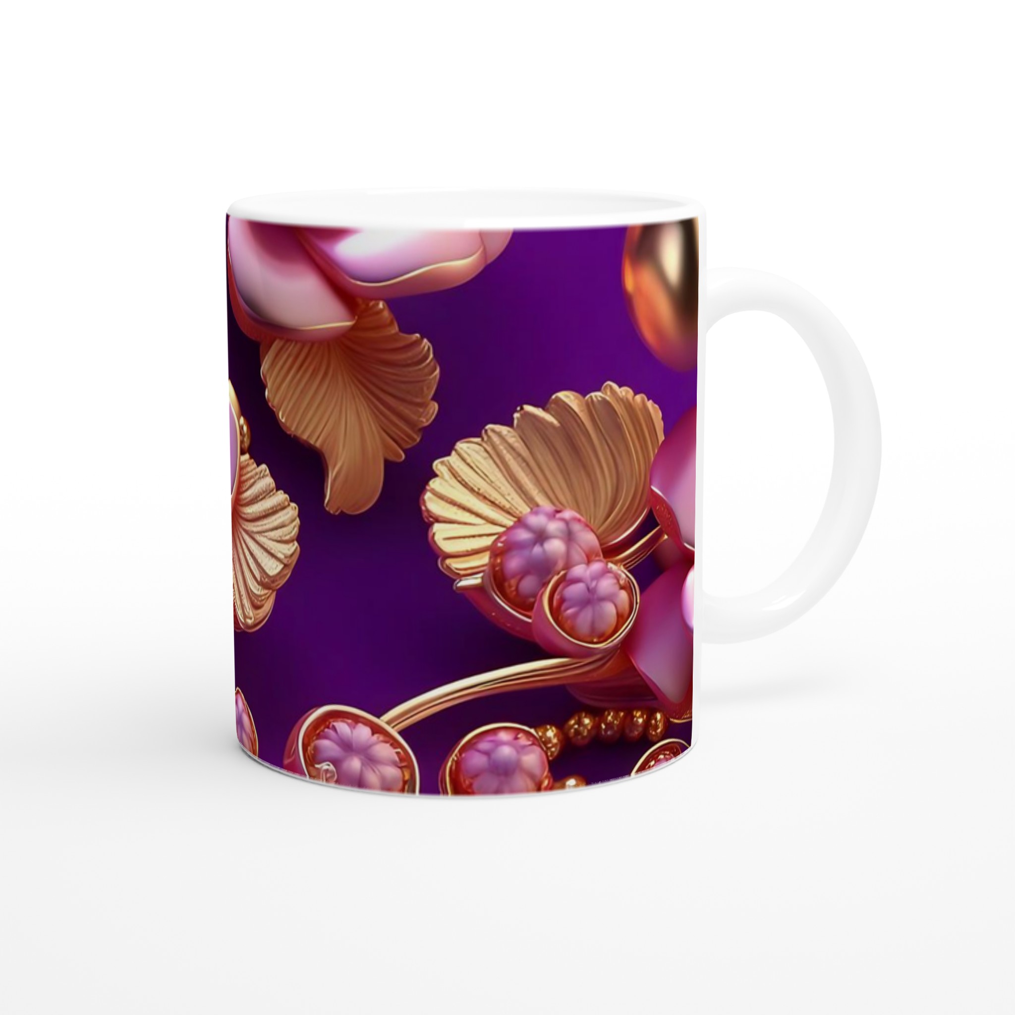 Vit 11oz Keramisk Mugg med Eleganta Rosa och Guldaccenter – Välj Din Favoritfärg 10 a39ed298-3d5e-41a8-92cf-b517ac3acc1b