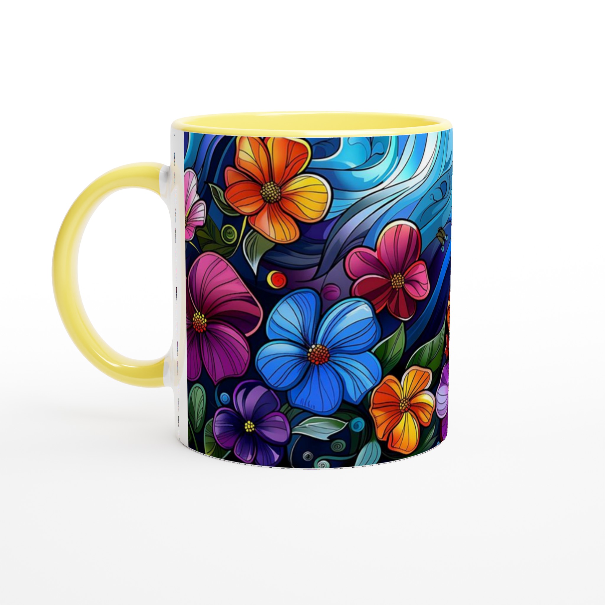 Mångfärgad Floral 11oz Keramikmugg - Lyxigt Tryck med Dina Valbara Färger! 3 a3de67d1-04b1-4281-bf1a-c9c0c5c4f052