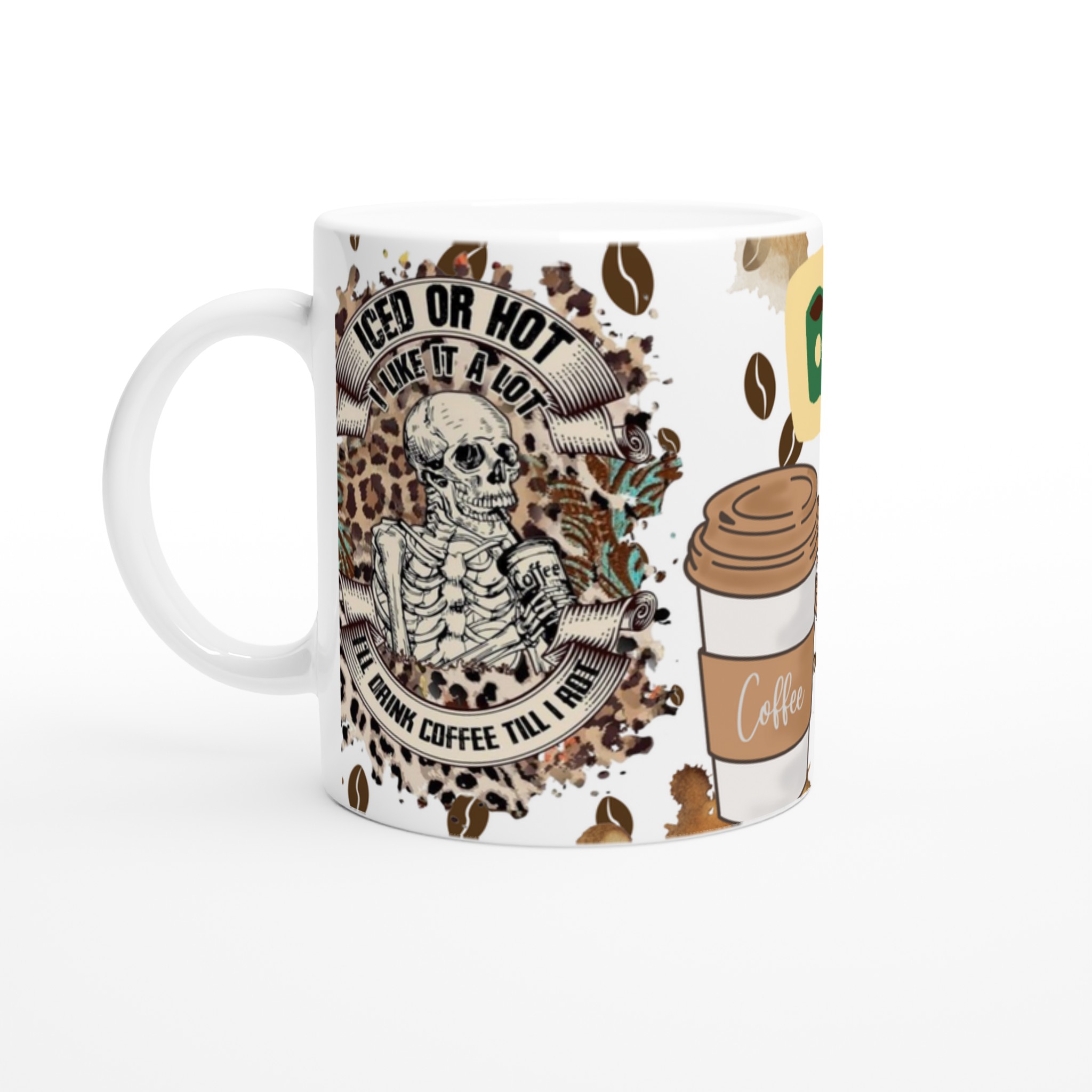 Vit 11oz keramikmugg med edgy kaffeskalle – välj din favoritfärg för att uttrycka din kaffeentusiasm 1 a402f751-a4c6-404a-b055-f3c354d63b1d