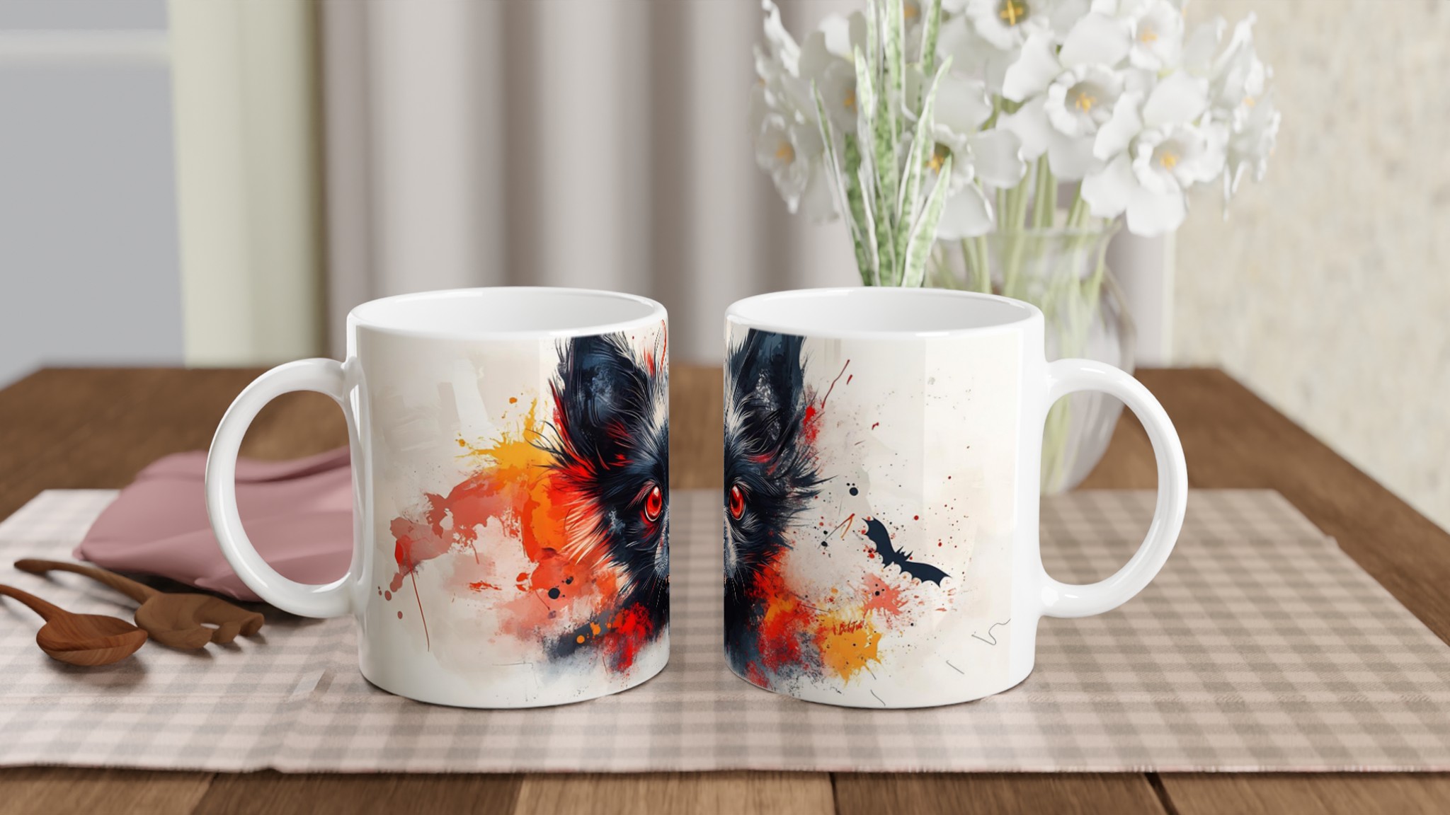 Mystisk Svart Chihuahua Mugg – Unik Design med Blodröda Ögon och Fladdermusmotiv 10 a44703d1-4008-4f96-a60b-0d616d087d27