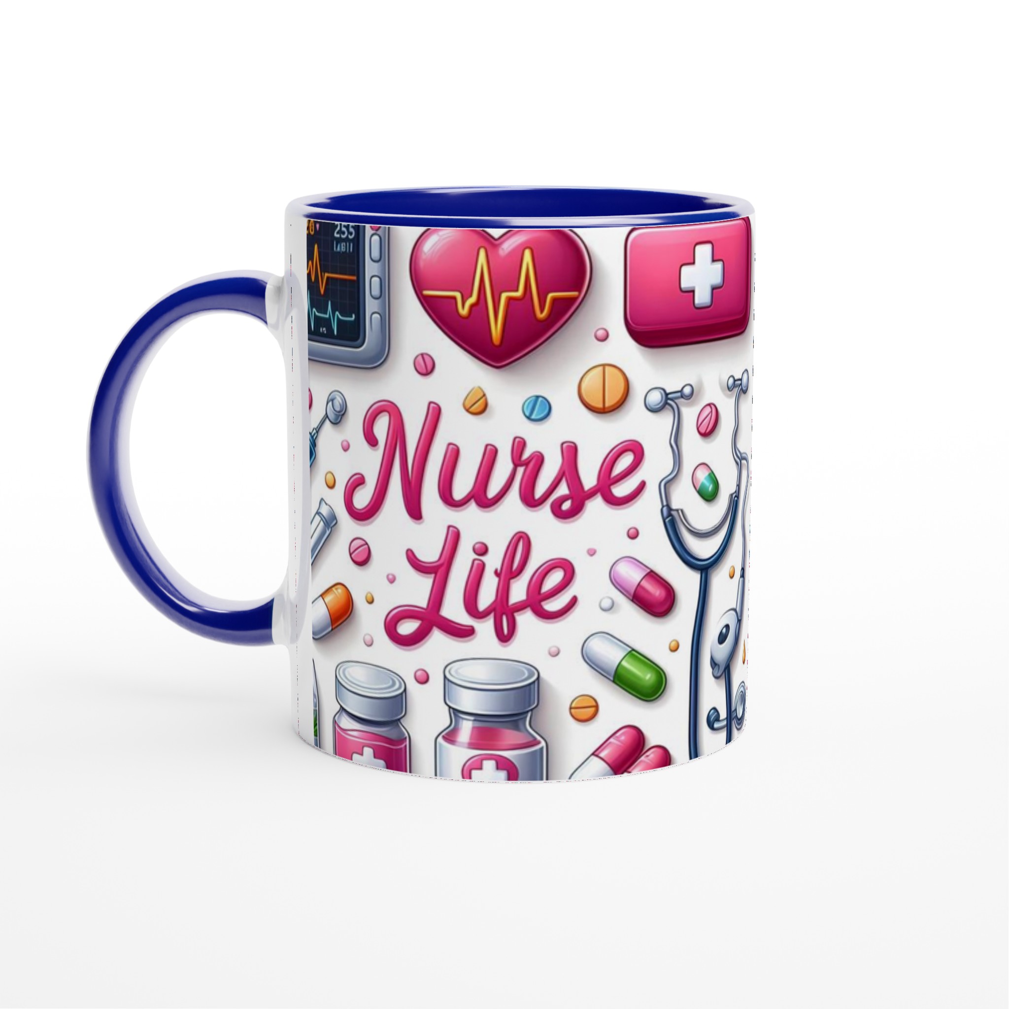 Vit 11oz Keramisk Mugg med 'Nurse Life' Design – Välj Bland Sju Färgstarka Keramiknyanser 2 a45d11f1-55f3-4f3b-9b97-3ae409fa6017
