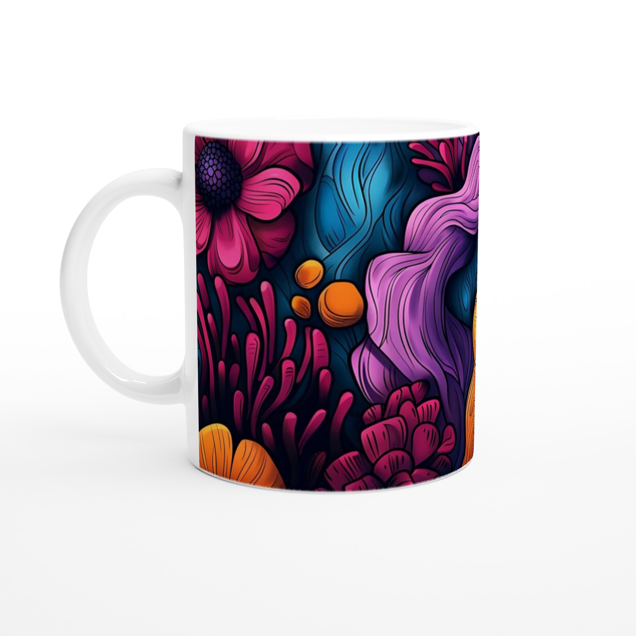 Abstrakt Blommig 11oz Keramikmugg – Din Kaffepaus, En Färgexplosion! 1 a464ecb0-c9da-417d-9722-97c86c0e5b97