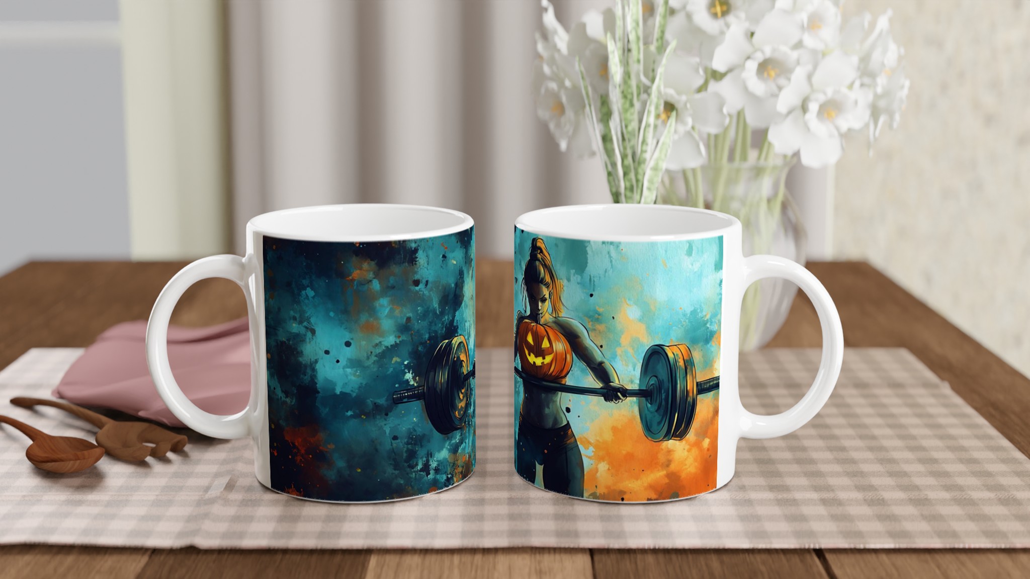 Stark Halloween Gym Mugg - Pumpa-Kraft Keramikmugg för Fitness & Skräckälskare 10 a485f7e7-cfdd-4300-908b-4a235169edaa