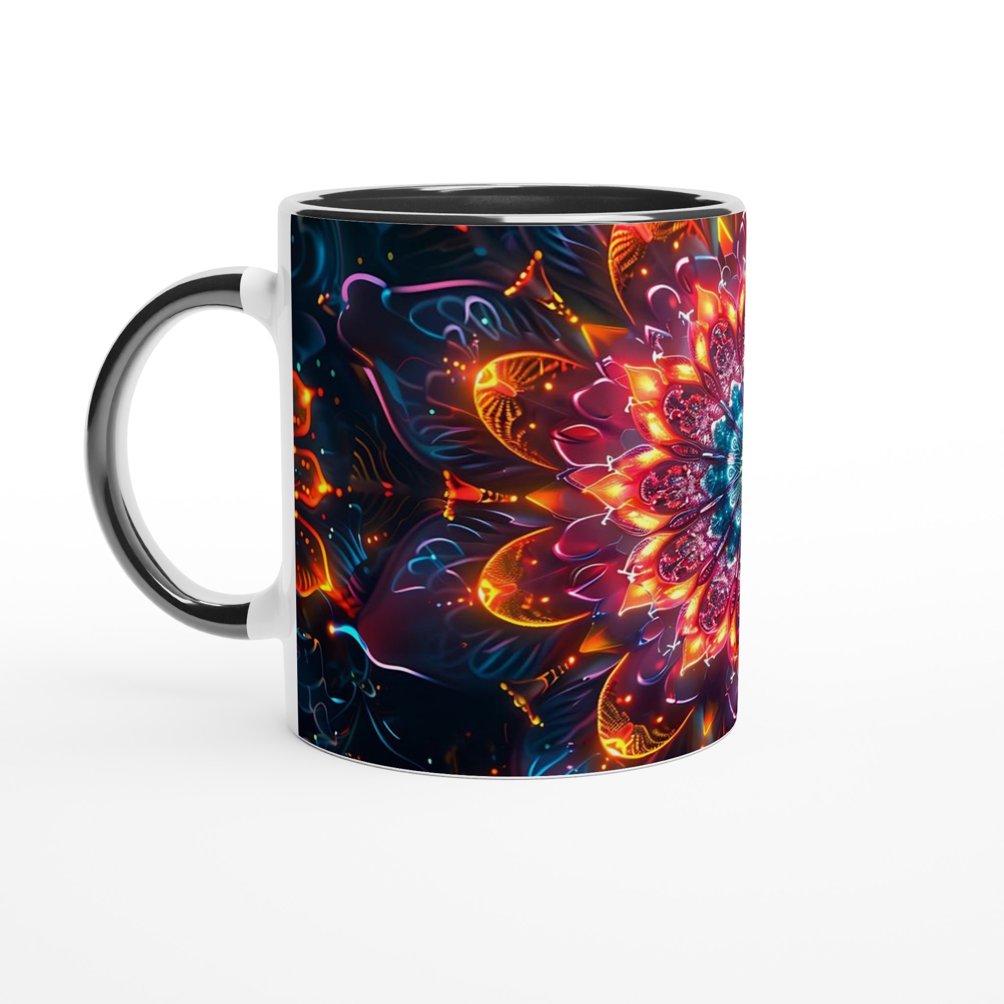 Kosmisk Mandala Mugg – 11oz Keramikmugg i Levande Neonfärg, Perfekt för Den Som Älskar Unik Konst 4 a4be40da-011e-4ff2-876f-ec23819e6f36