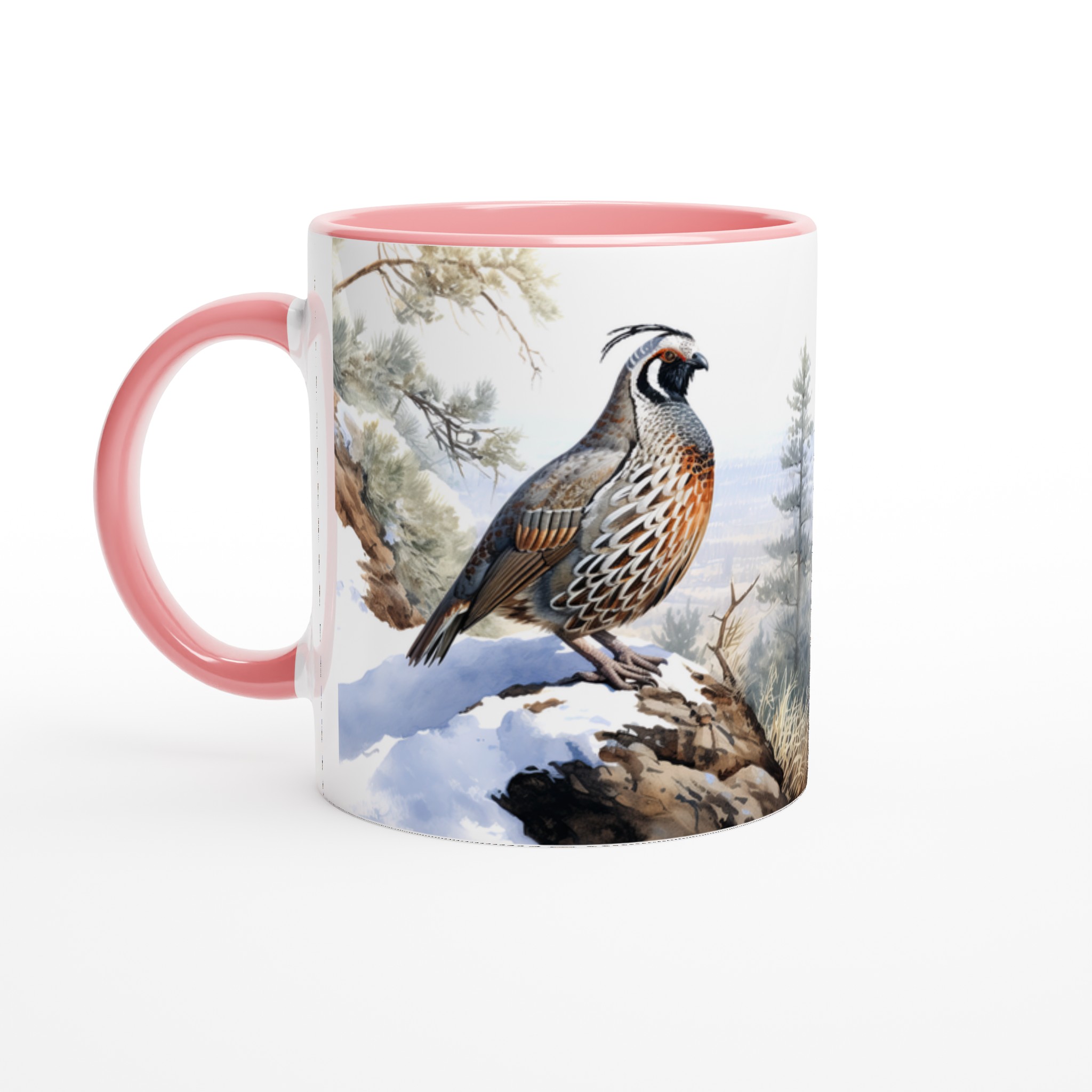 Vit 11oz keramisk mugg med elegant vildfågelmotiv i naturskön palett – välj din favoritfärg 6 a4d5445a-7e4b-403f-ac48-607b3f481ce0
