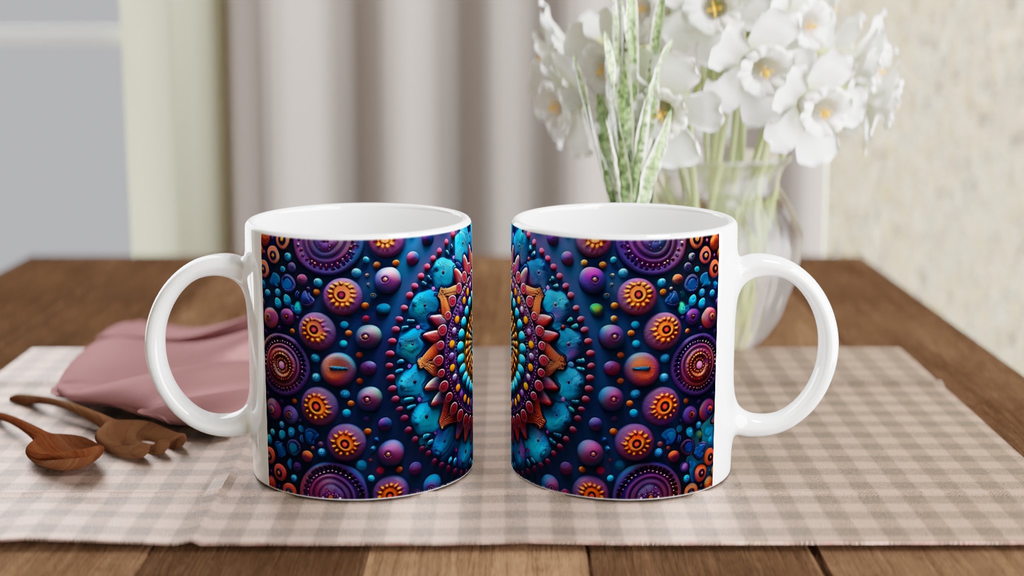 Kosmisk Mandala Keramikmugg - 11oz, Levande Design i Valfri Färg 10 a4fa8450-8110-4f83-a75c-9551e59bc63e