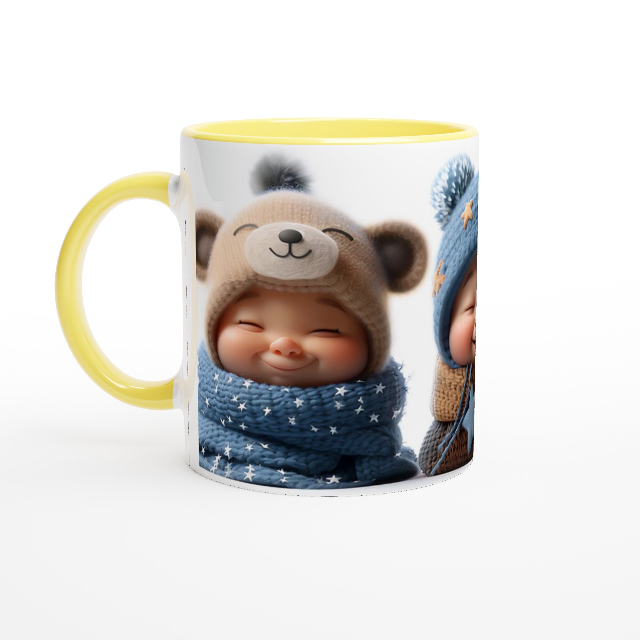 Mysig Vinterglädje Mugg – Gulliga Babyansikten i Varma Färger – 11oz Keramisk Mugg för Kaffe & Te 4 a51a5248-efca-41b6-83f7-fbba6c840e5a