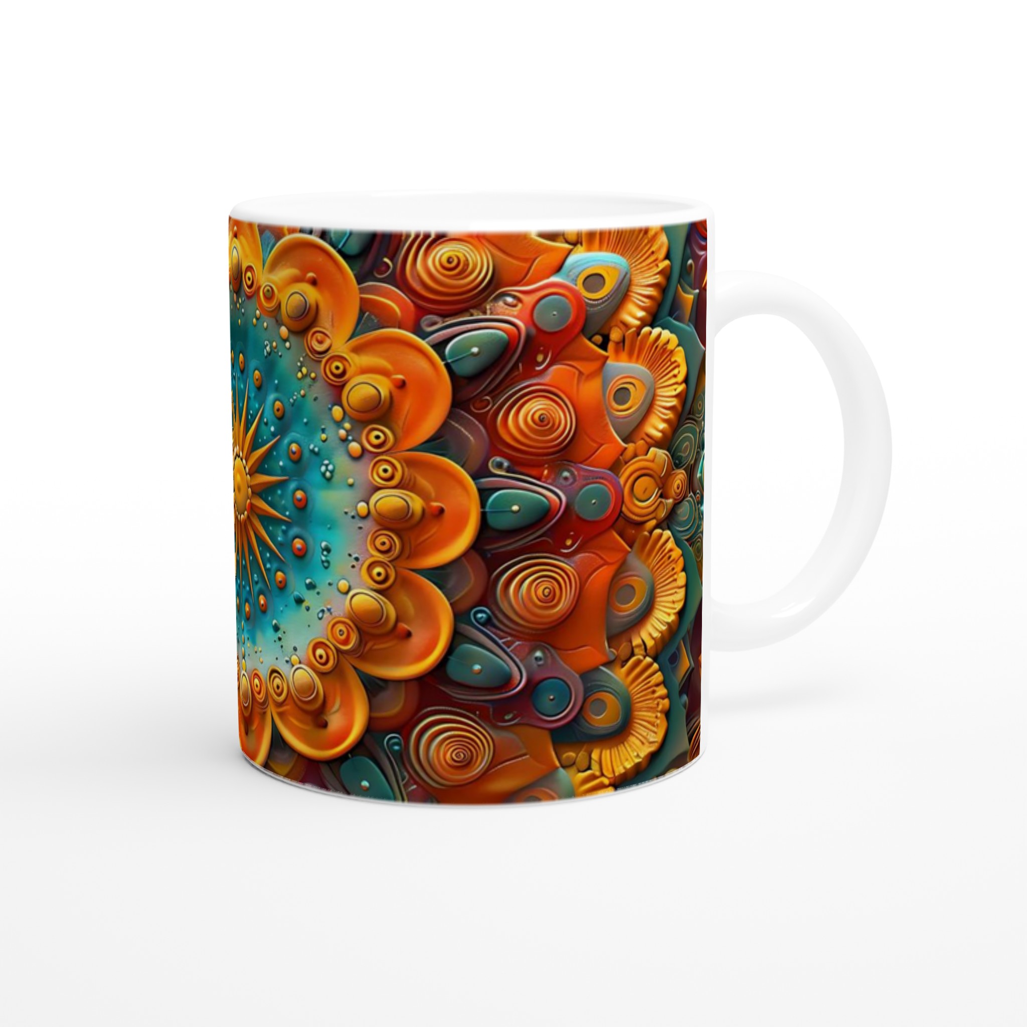Abstrakt Mandala Keramikmugg - Livfulla Turkosa och Orangea Mönster 9 a5268f2d-3e35-4184-ba25-9ecc5f04c891