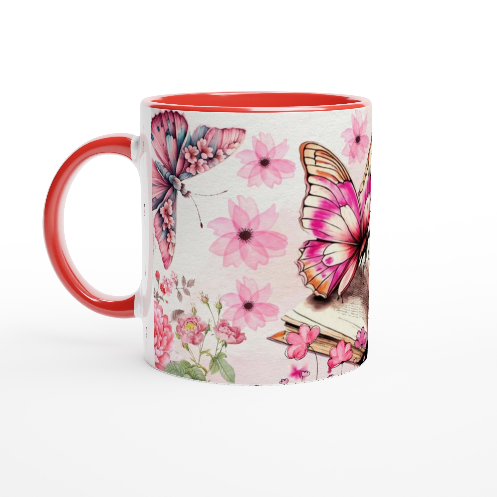 Vit 11oz keramisk mugg med blomstrande fjärilsmotiv – välj bland flera färgstarka keramiska nyanser 5 a539f118-b56f-4e8f-bf3f-28baec4927b0