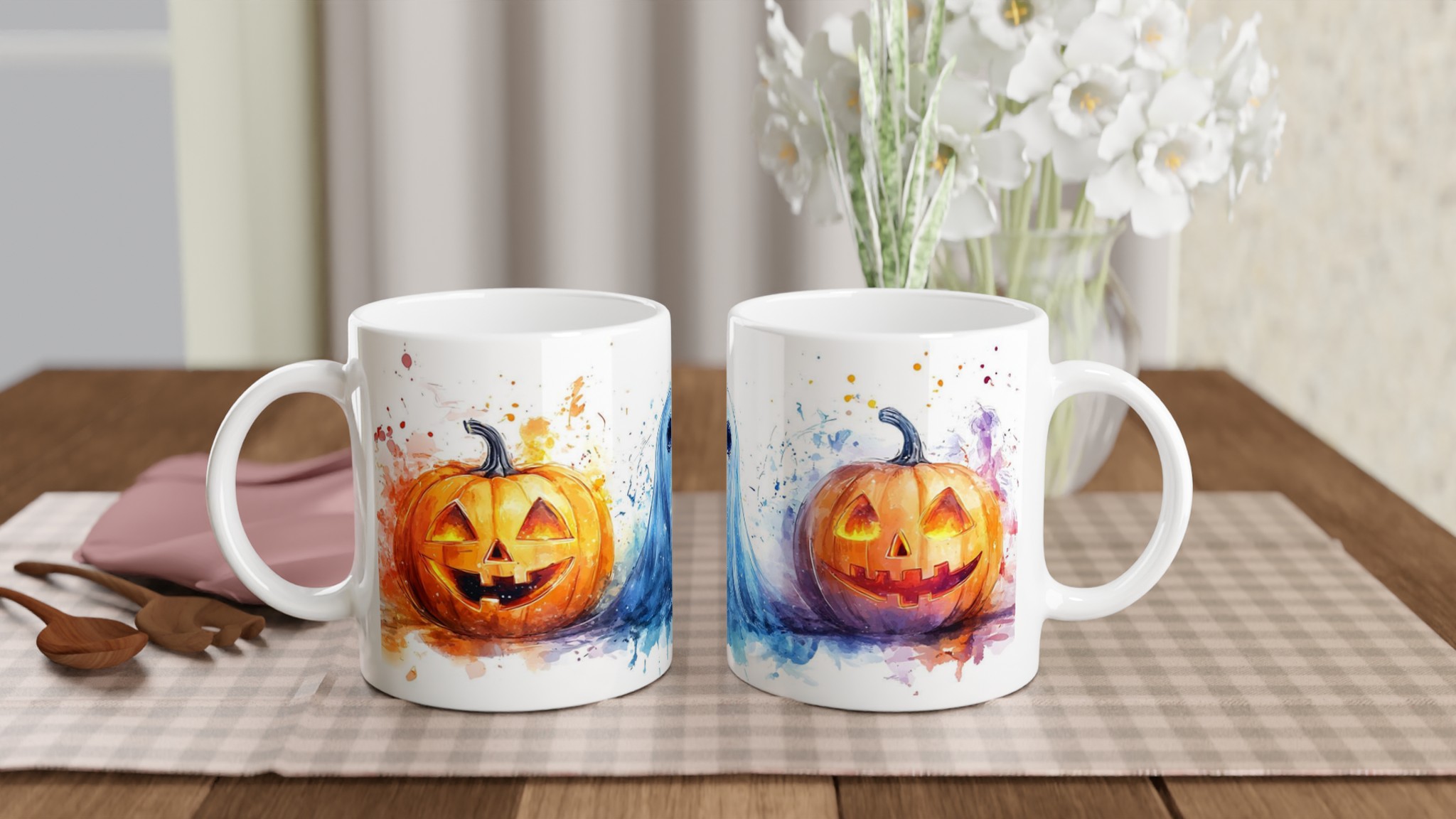 Spooky Watercolor Halloween Mugg - Pumpa & Spöke - Välj din favoritfärg 10 a54d95ea-fda4-49cc-ab32-515ad3b48994