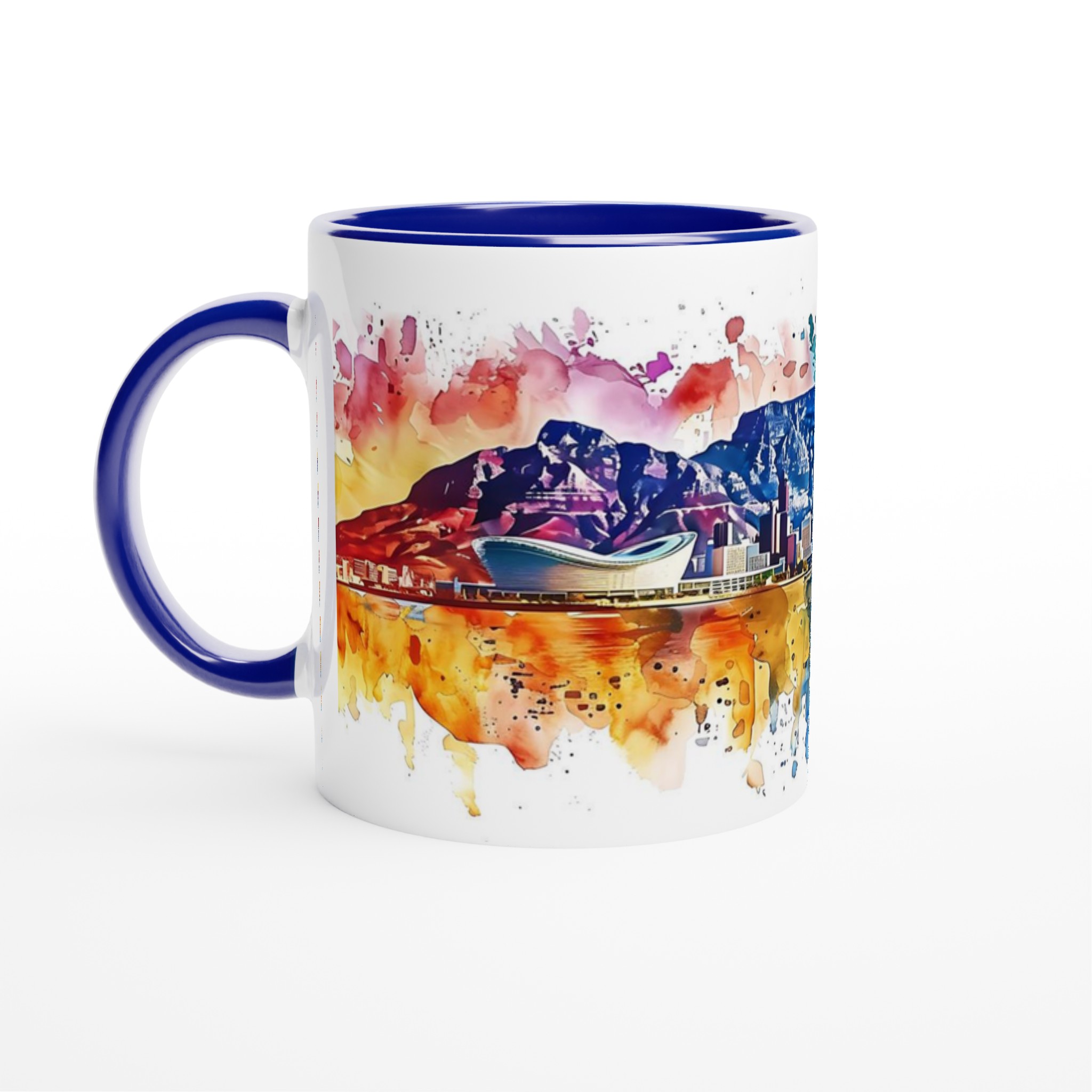 Abstrakt Stadsbild Akvarell Mugg - Färgsprakande Kaffemugg i Keramik med Stadssiluett & Valfri Färg 2 a55b21a4-d19e-4501-b9ae-becb963d0bae