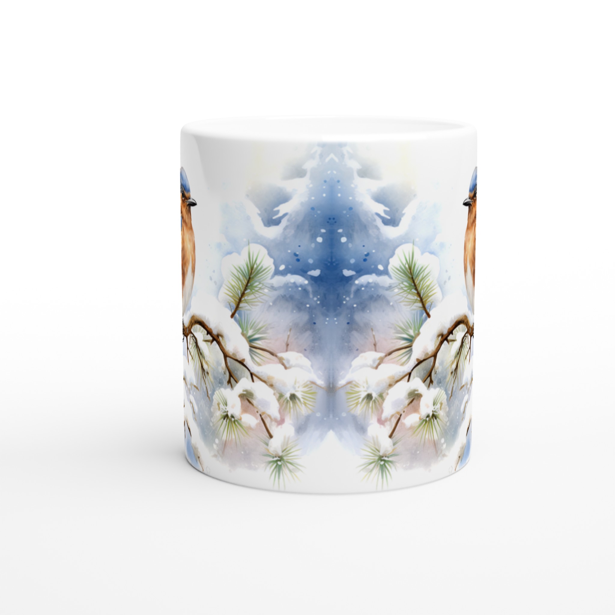 Vinterfågel Keramikmugg - Blåfågel på Snöig Gren, 11 oz Premium Designmugg i Väljbar Färg 8 a591c254-1ba3-469b-b77d-80b3c0106e64