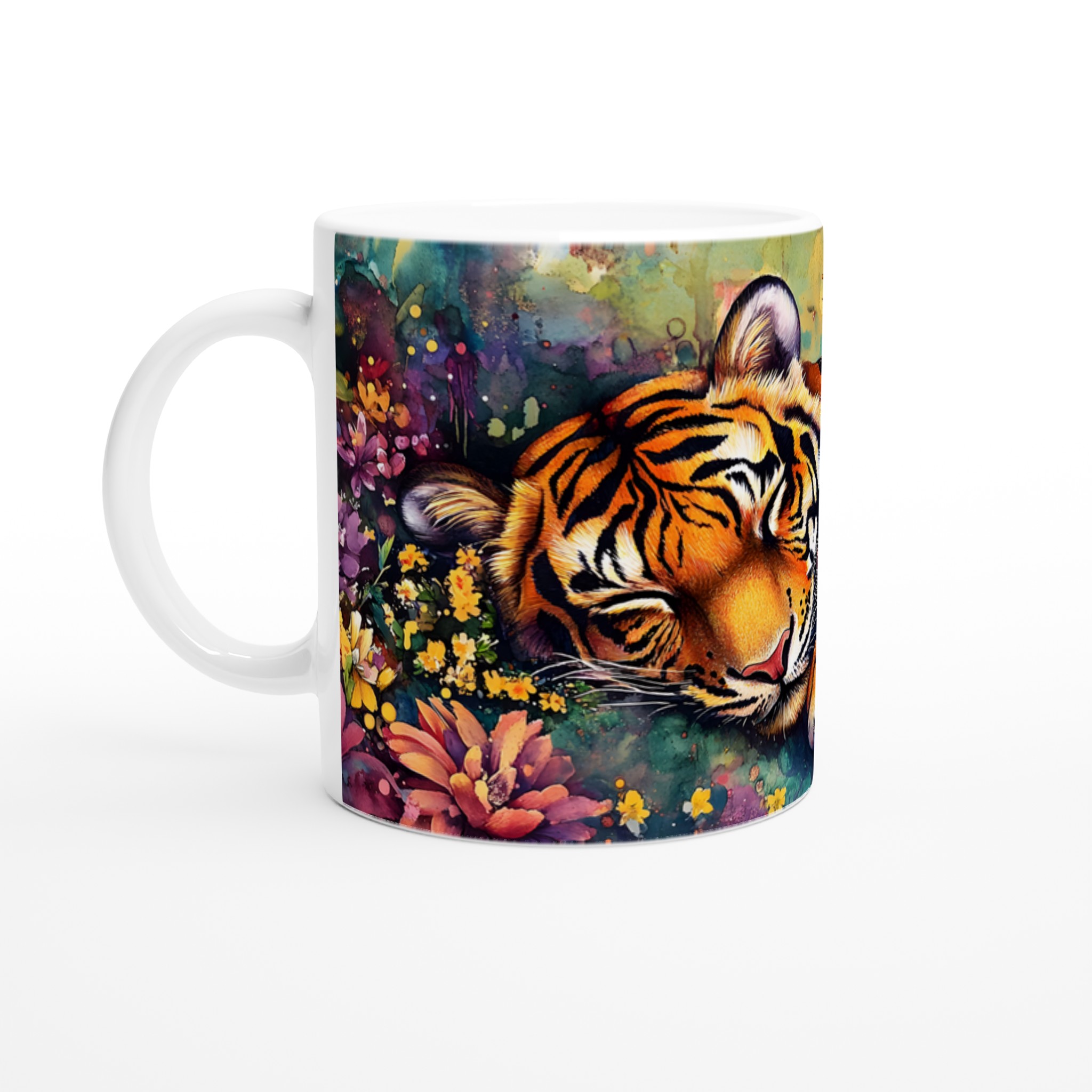 Vit 11oz keramisk mugg med färgstark tigerdesign – välj bland sju livfulla keramiska nyanser 1 a59c5d0c-a807-431f-85a3-ad1314c4cdbf