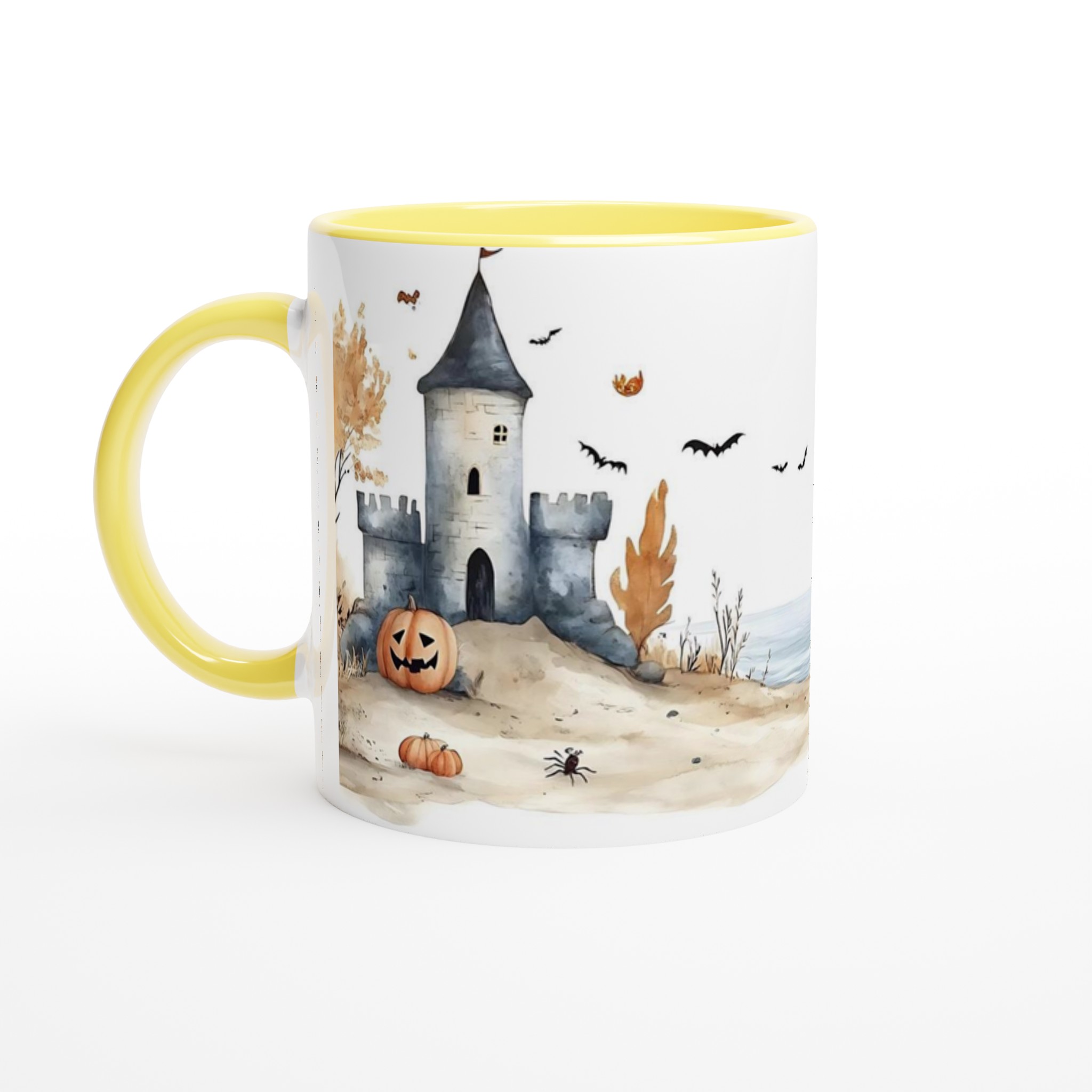 Mystisk Halloweennatt – Akvarellmugg med Slott och Pumpor i Valfri Färg, 11oz Keramik 3 a5b27fb4-ea26-4833-aabb-919044389965