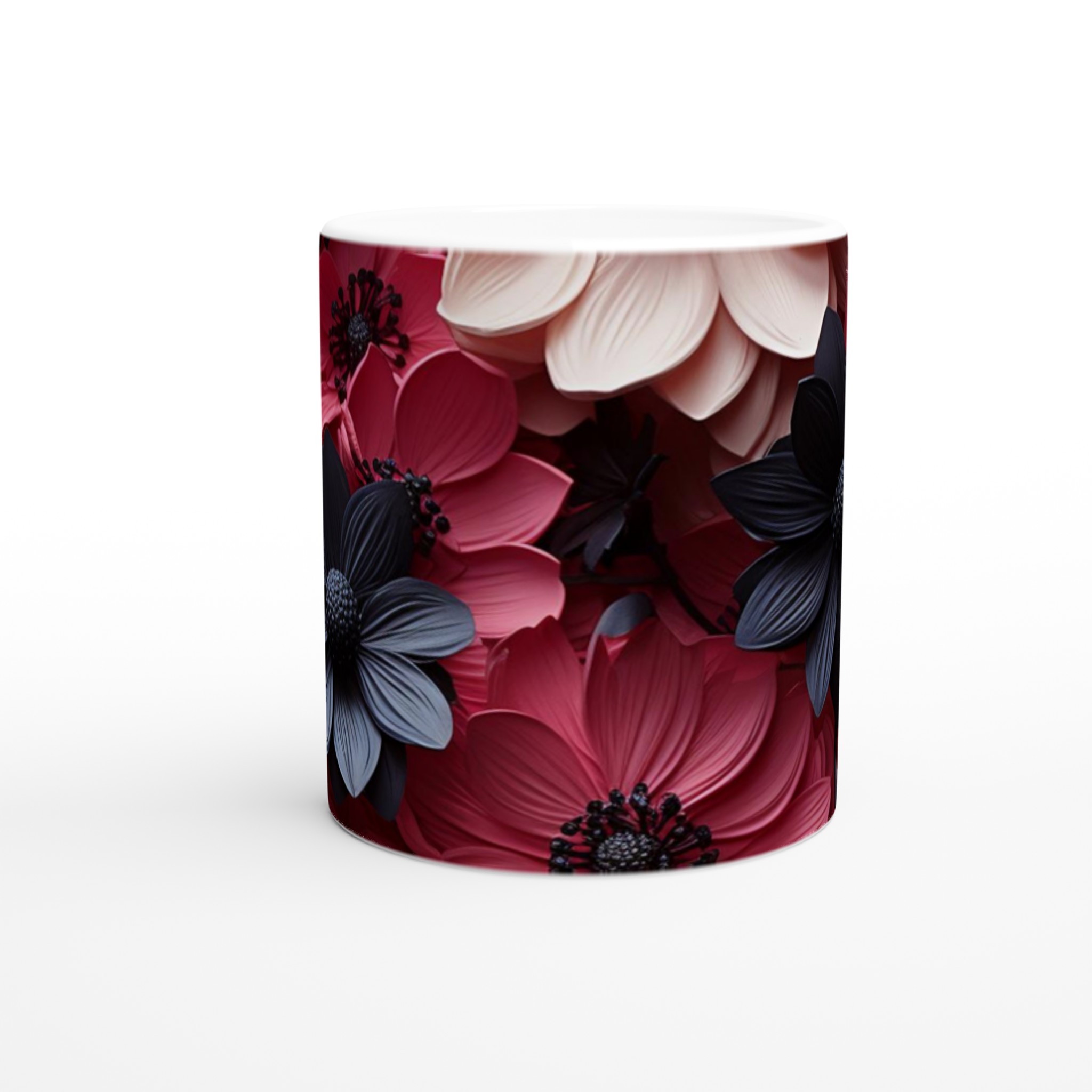 Vit 11oz keramisk mugg med blomstrande design i flera färgstarka nyanser 8 a5da5b96-0bb7-4db0-9960-c90f6826cab8