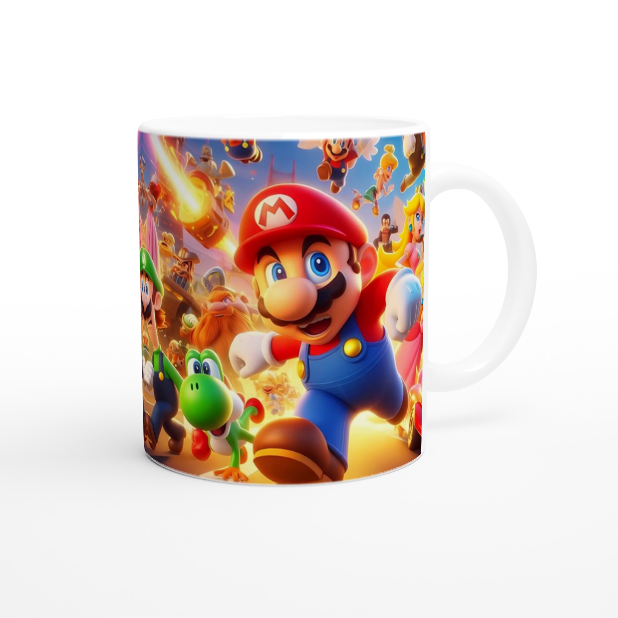 Vit 11oz keramisk mugg med levande, färgstarkt Super Mario-tema i din valda färg 9 a6038781-f5a3-46be-a1e8-d38872447d41
