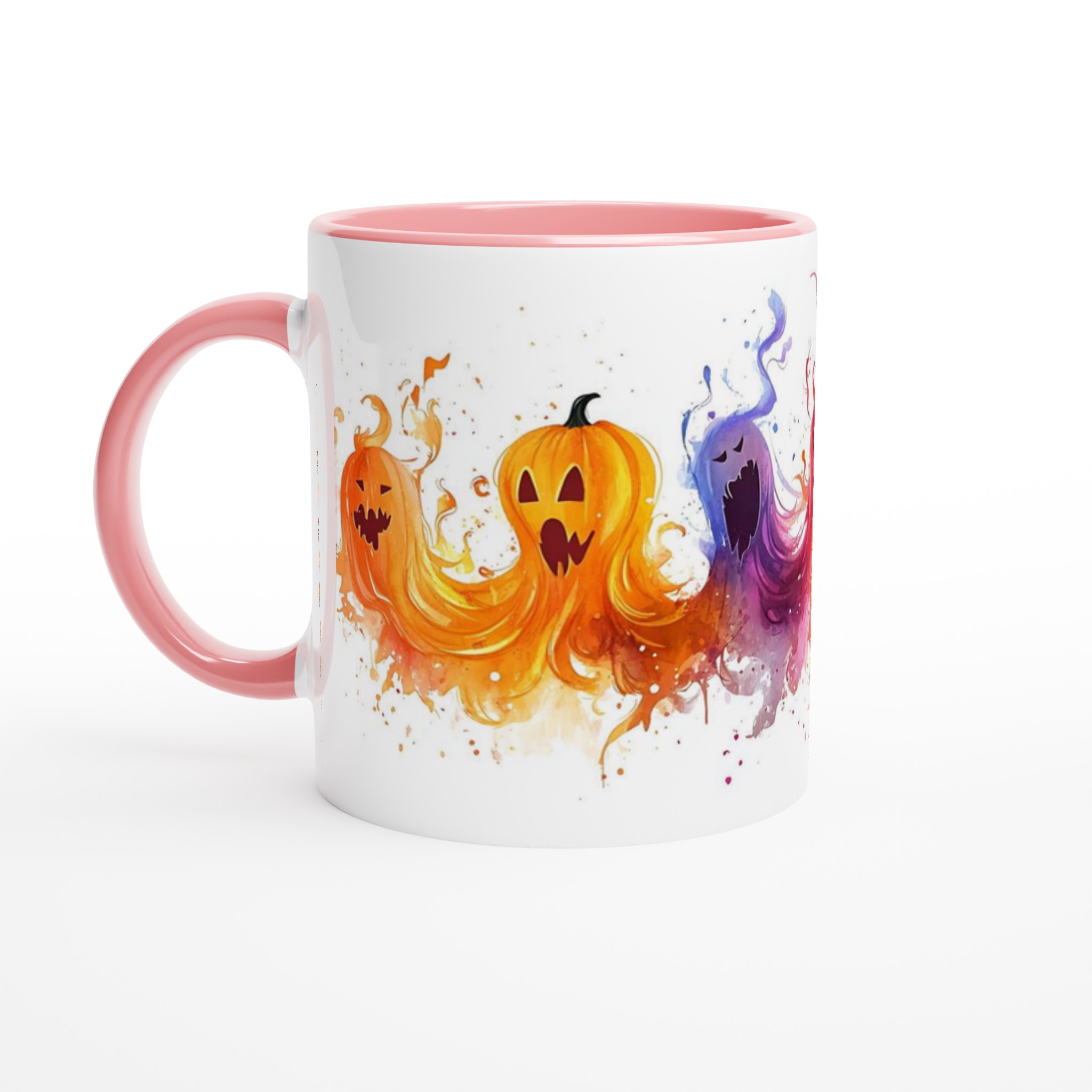 Halloweenspöken i akvarell – Färgstark 11oz keramikmugg för kaffe och te 6 a6046667-3232-45c1-b842-4ccb980817f6