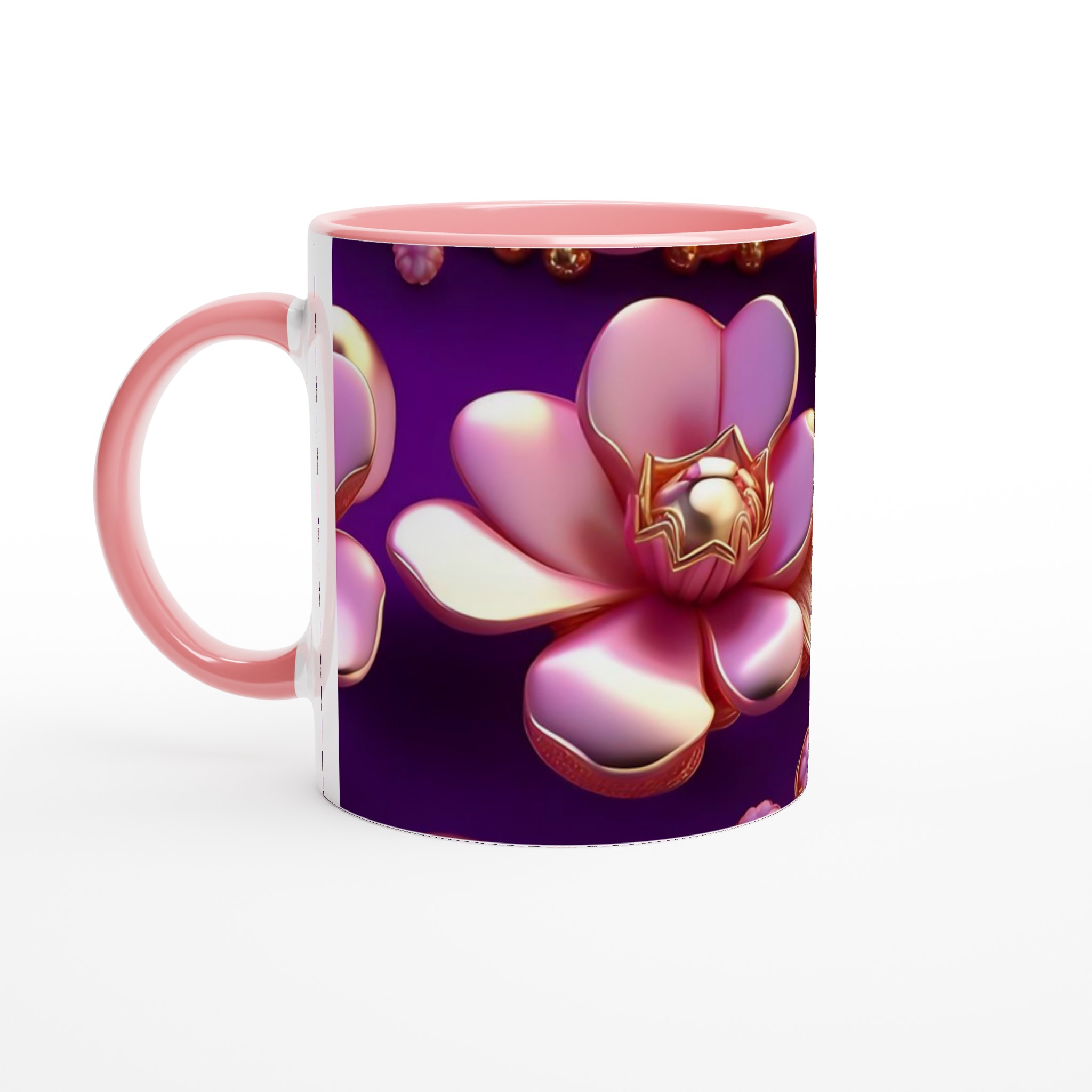 Vit 11oz Keramisk Mugg med Eleganta Rosa och Guldaccenter – Välj Din Favoritfärg 6 a636eae1-e4c3-42b6-89a2-25a68c8be7ed