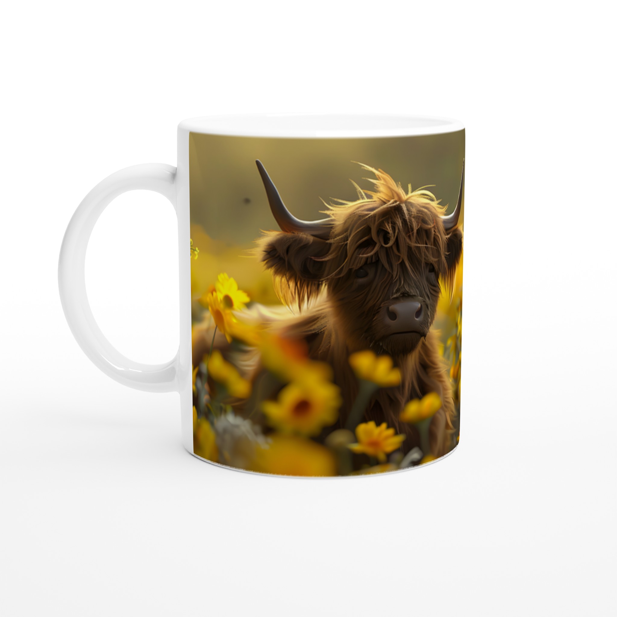 Söt Långhårig Ko i Blomsterfält 11oz Keramisk Mugg – Välj bland 7 Livfulla Färger! 1 a66b7f70-96e0-4000-8f3c-0fb3945a891d
