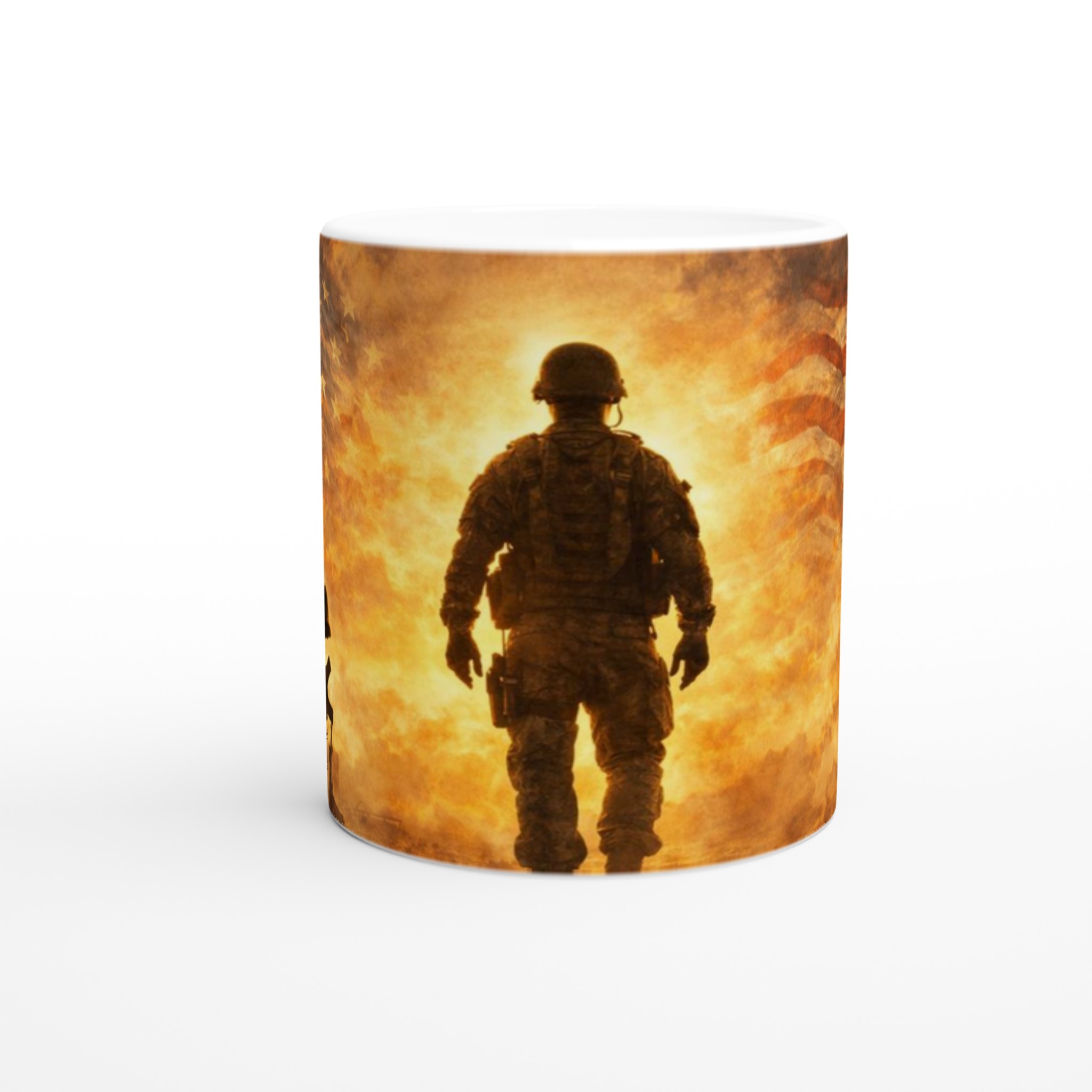 Vit 11oz keramisk mugg med patriotisk militärmotiv – välj bland sju livfulla keramiska färger 8 a66fa782-d158-467a-a035-467ef3db005e