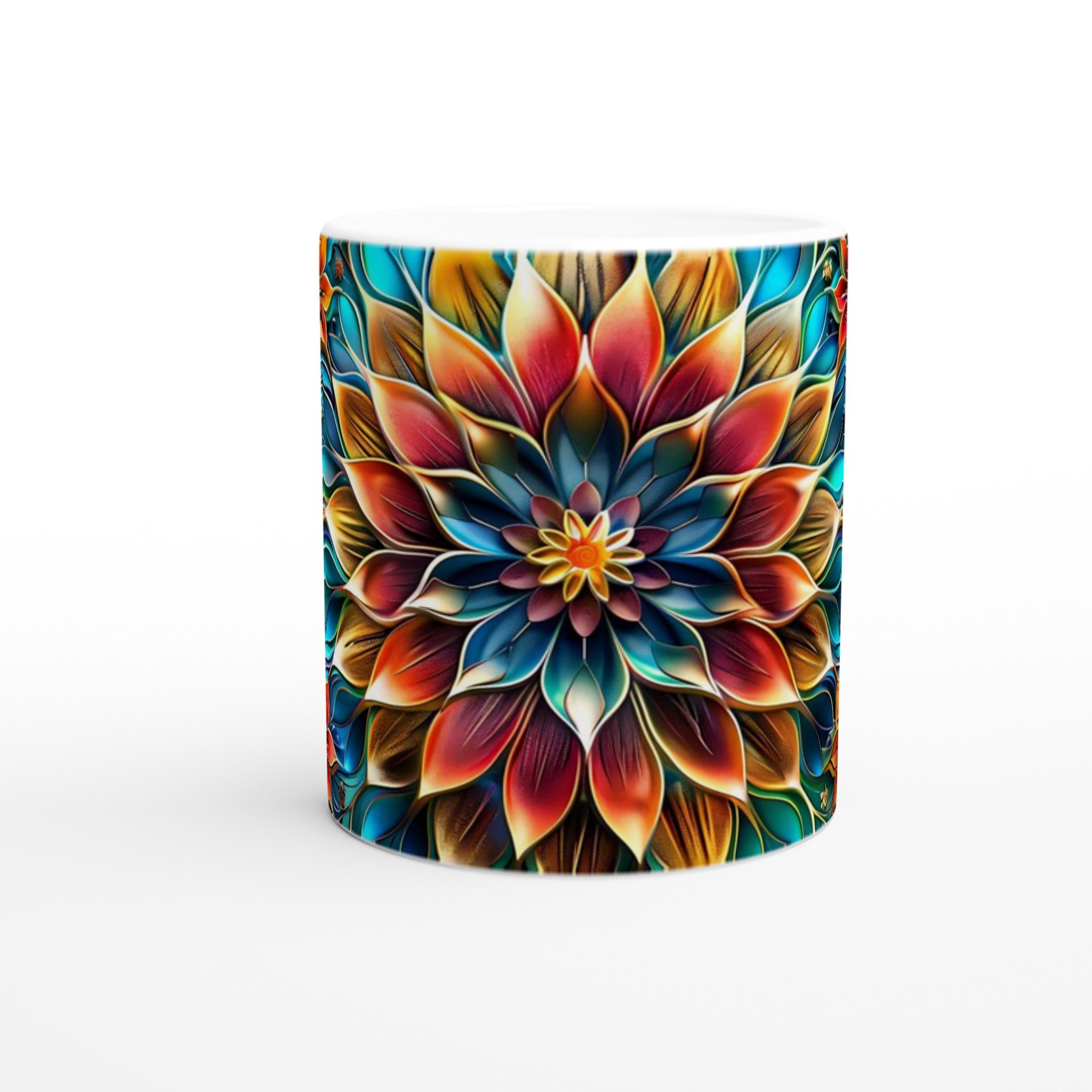 Mångfärgad Floral Mandala 11oz Keramisk Mugg – Konstnärligt Tryck i Valfri Färg 8 a671d7fb-5720-440b-8299-633261851671