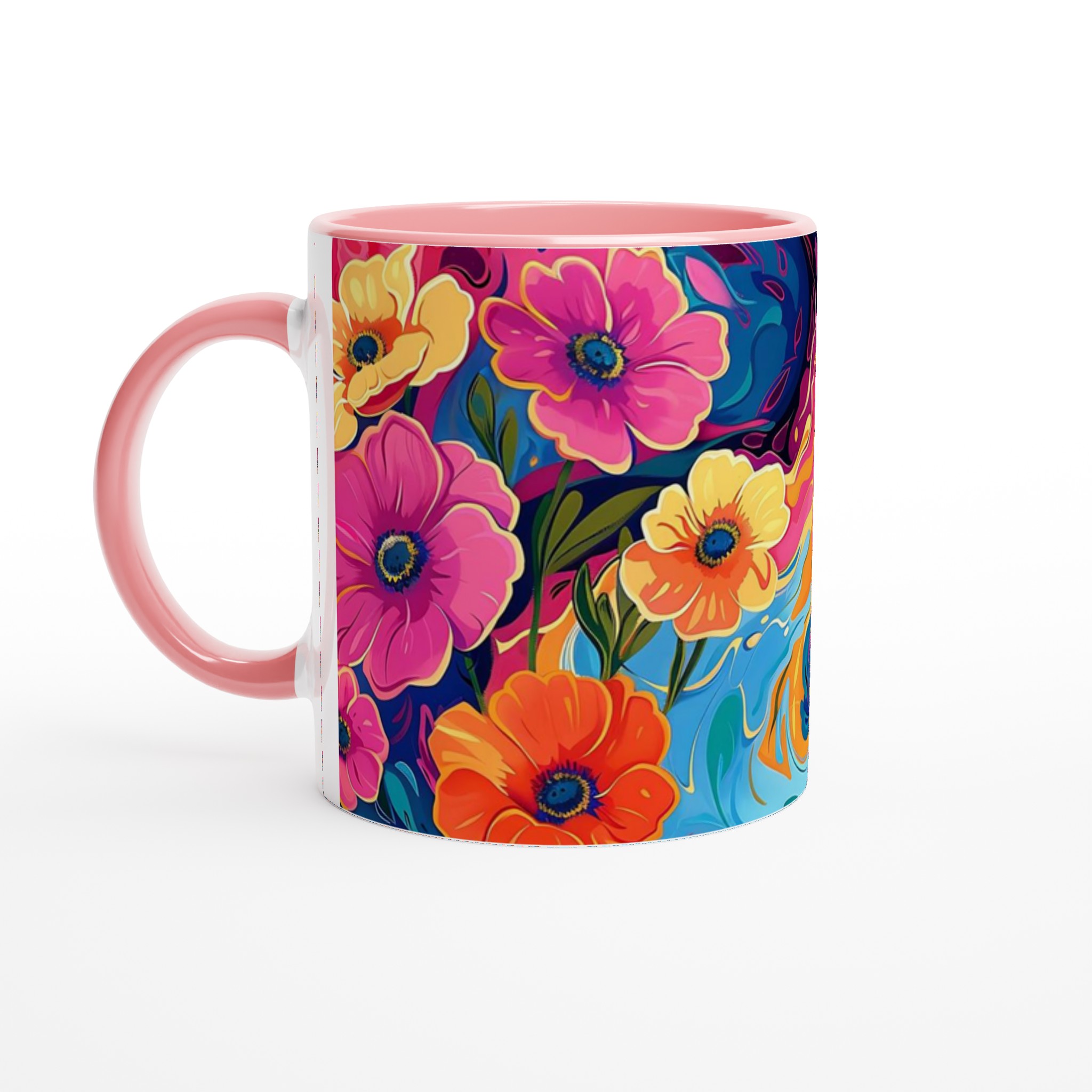 Abstrakt Blomsterprakt Mugg - Färgexplosion för Kaffe & Te i Flera Keramiska Nyanser 6 a67402d7-5116-47b4-b9d6-1af7ff2b95e4