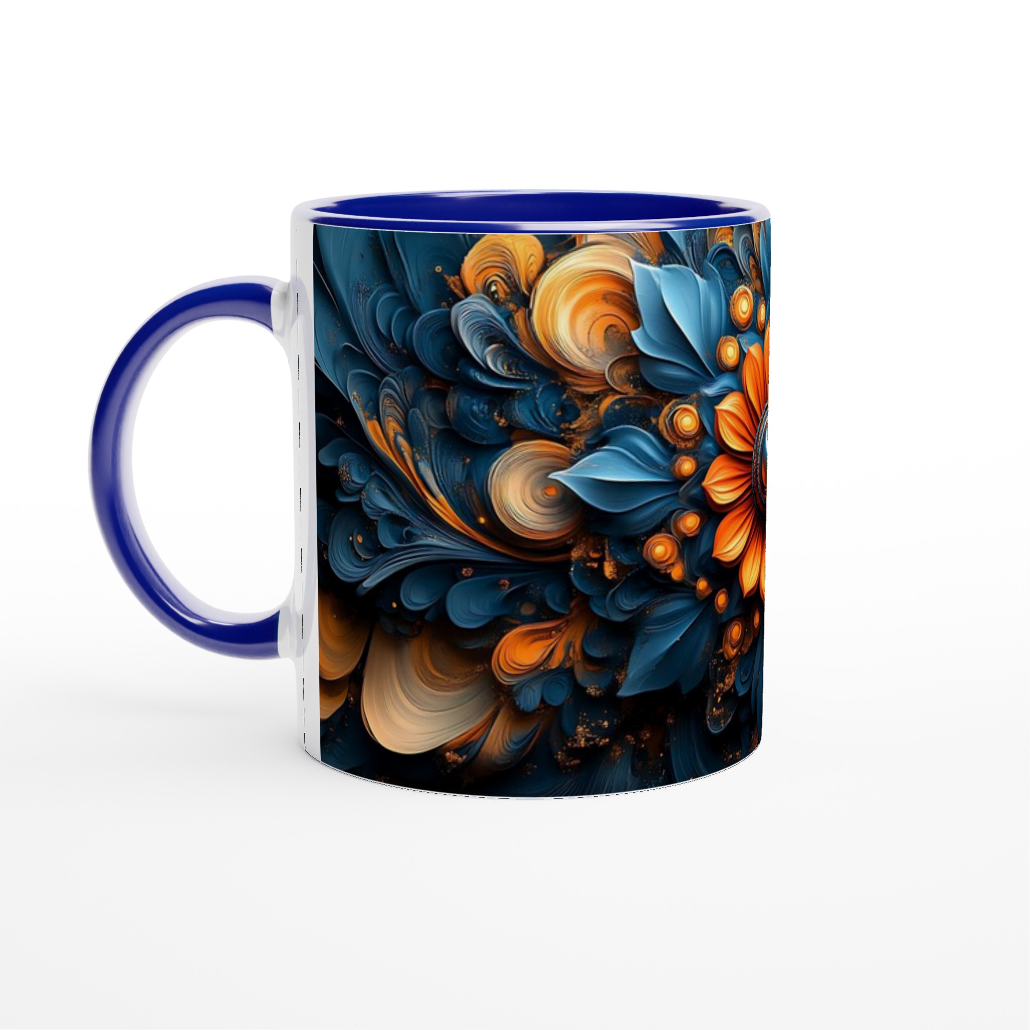 Abstrakt Blommig 11oz Keramisk Mugg – Konstnärlig Design i Blått & Orange, Välj Din Favoritfärg! 2 a68ce1f4-4961-4e0b-838f-42646c137bc1