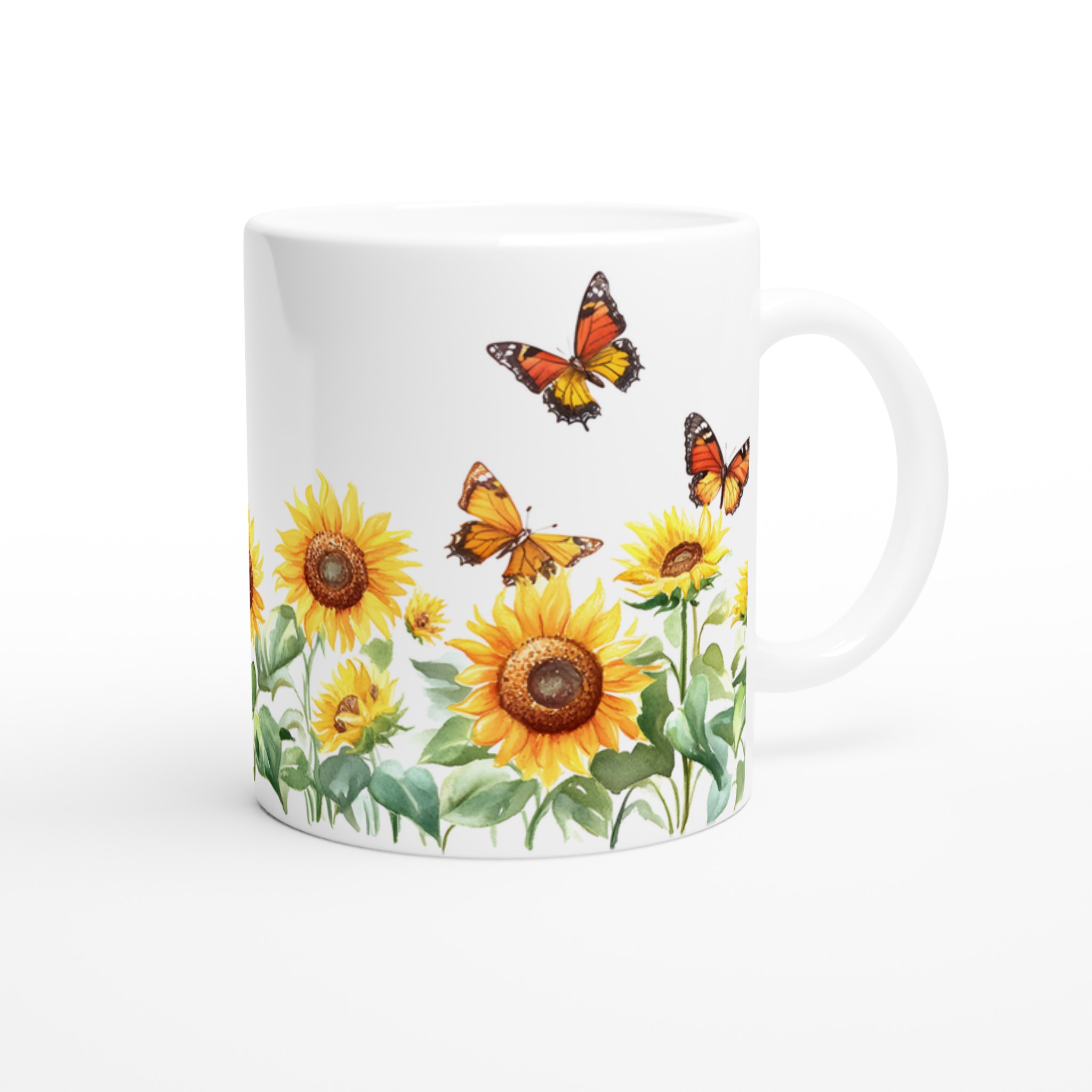 Solros- och fjärilsmugg – Keramisk 11oz kaffemugg i ditt val av 7 färger 9 a6ebdcc5-217f-437f-ab62-b4a2944939a2