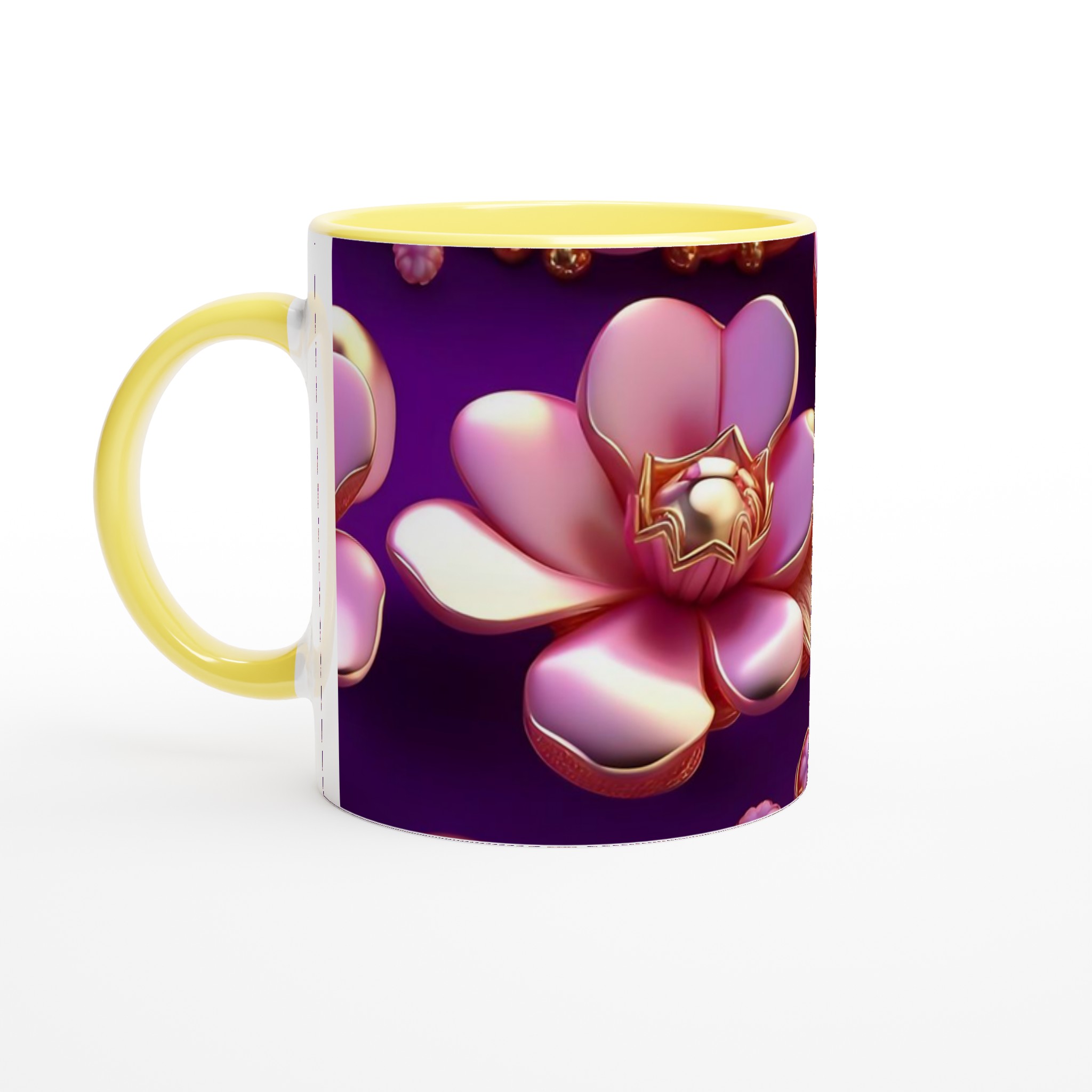 Vit 11oz Keramisk Mugg med Eleganta Rosa och Guldaccenter – Välj Din Favoritfärg 3 a7565129-5631-4f0a-94ba-74a7d6c7a793