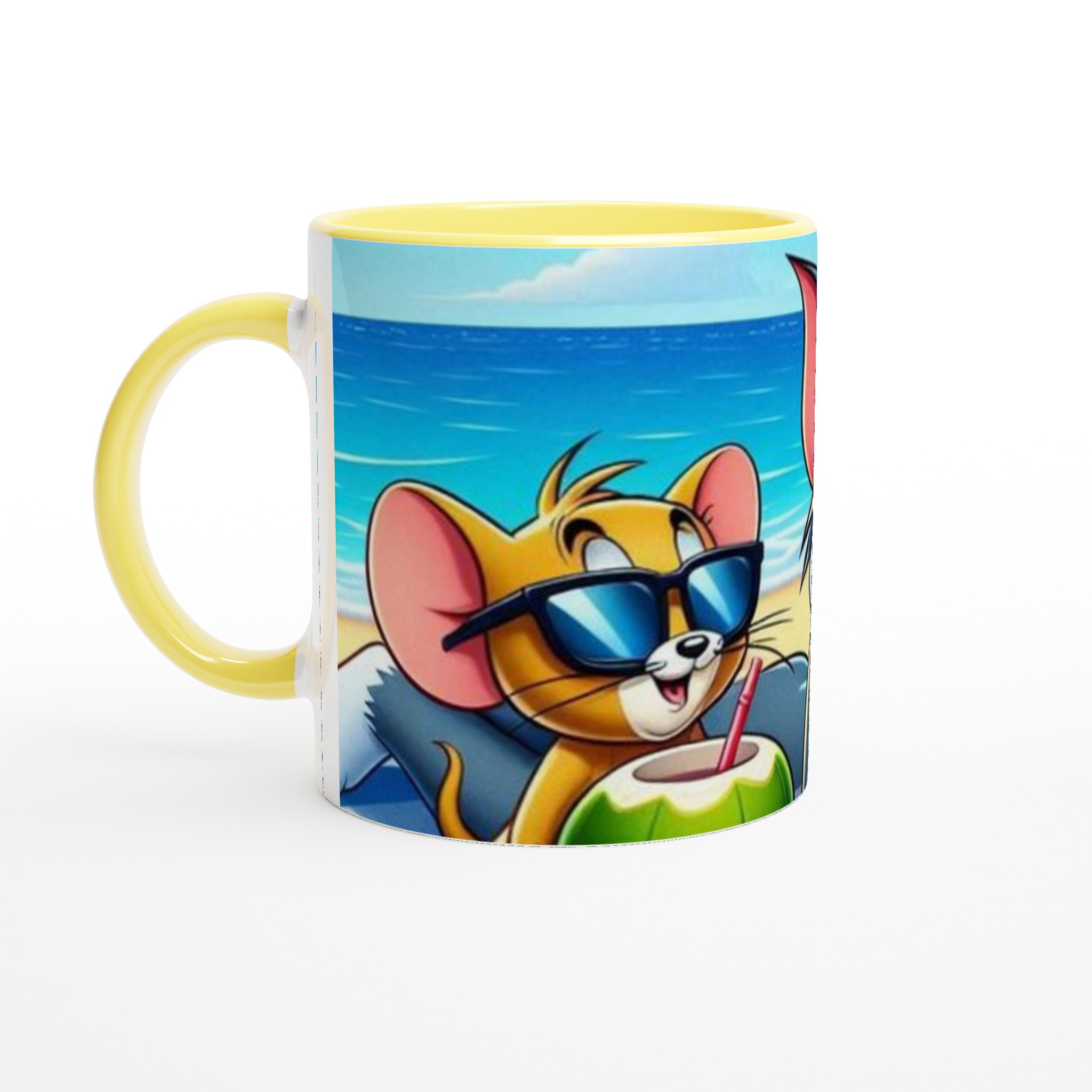 Vit 11oz keramisk mugg med Tom & Jerry – picknick-feeling i sju färgstarka nyanser 3 a779483c-14ec-4cd7-8dbd-f99f73502ad4